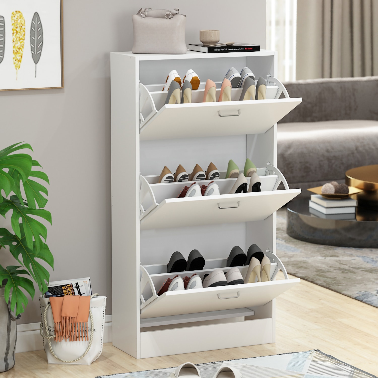 Simple Houseware 3-Tier Stackable Shoe Shelves Storage Utility Rack Silver