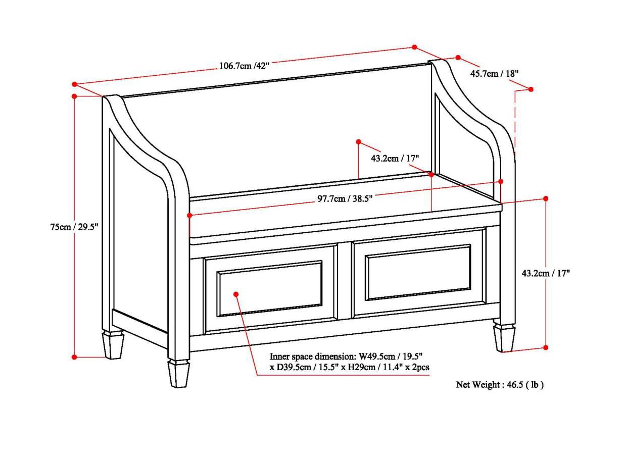 Rustic Natural Aged Brown Pine Storage Bench with Cut Out Design