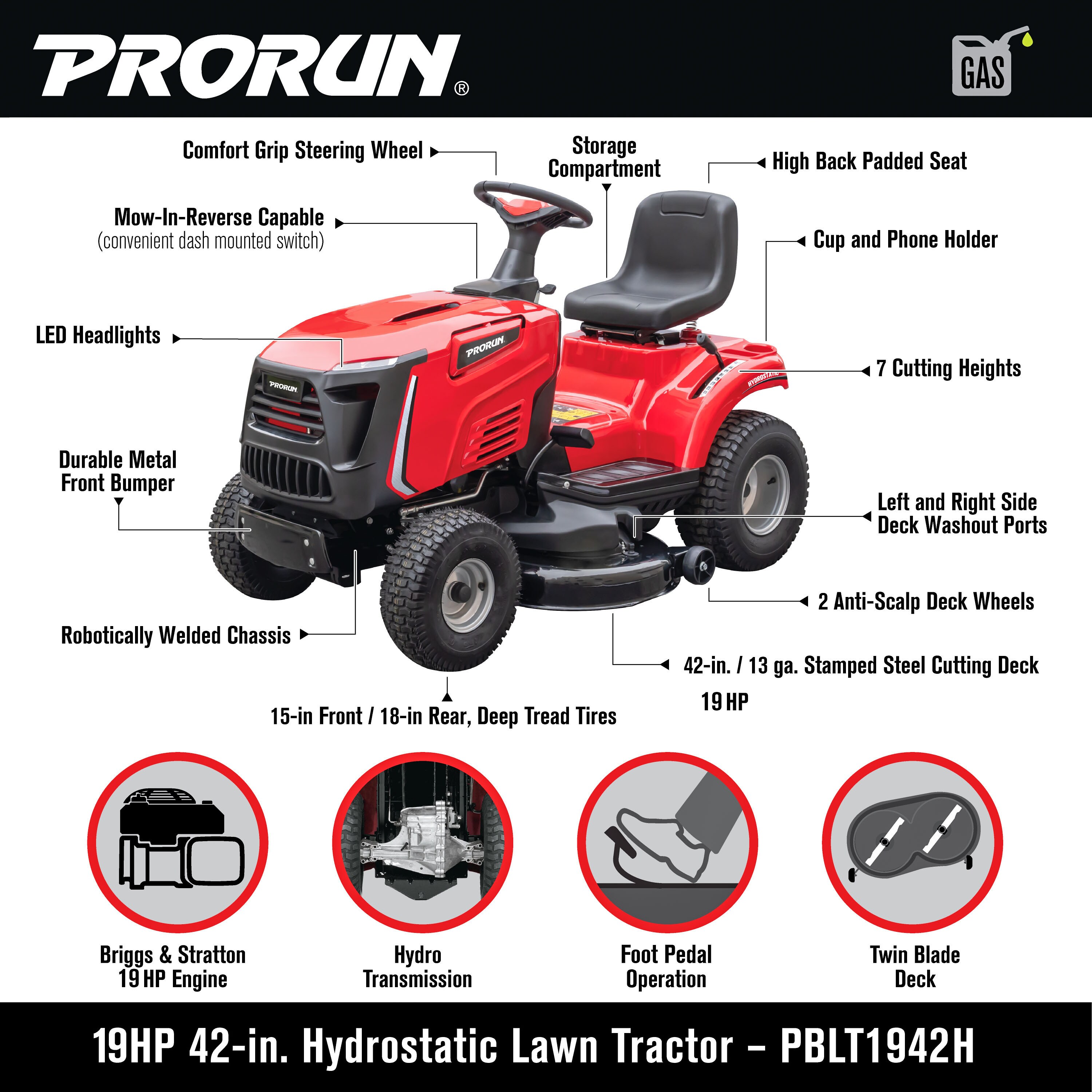PRORUN PBLT1942H Riding-Mowers-Tractors - View #3