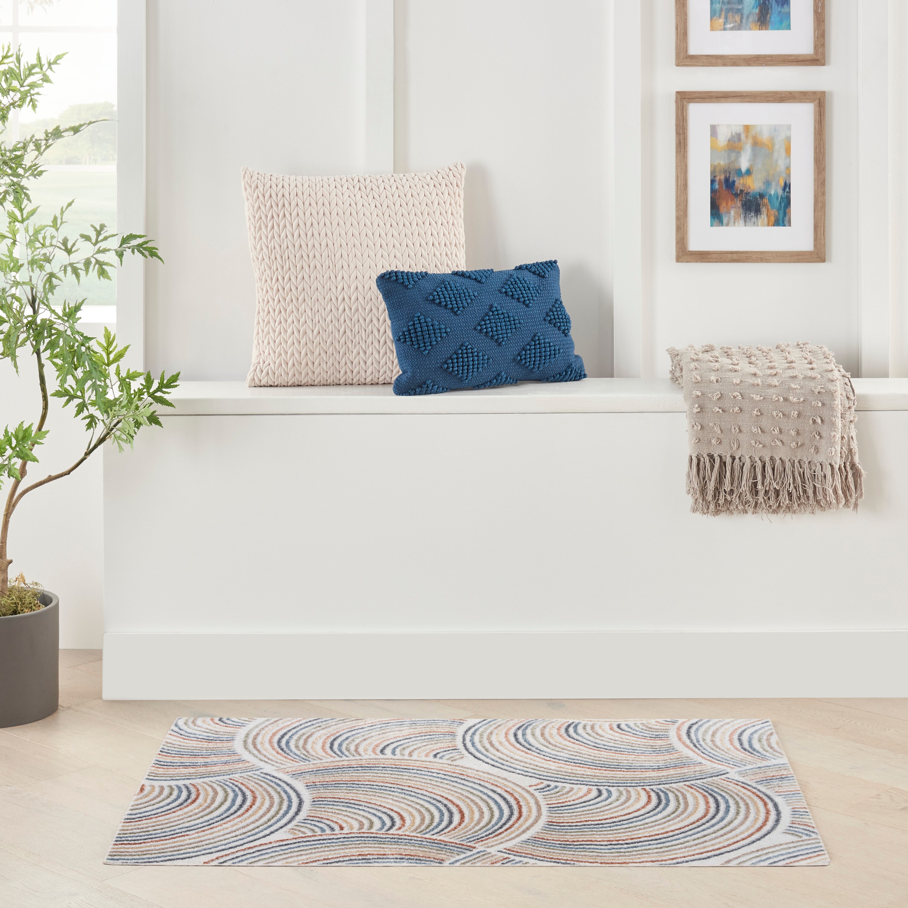 Multicolor Abstract Rectangular 4' x 6' Synthetic Rug