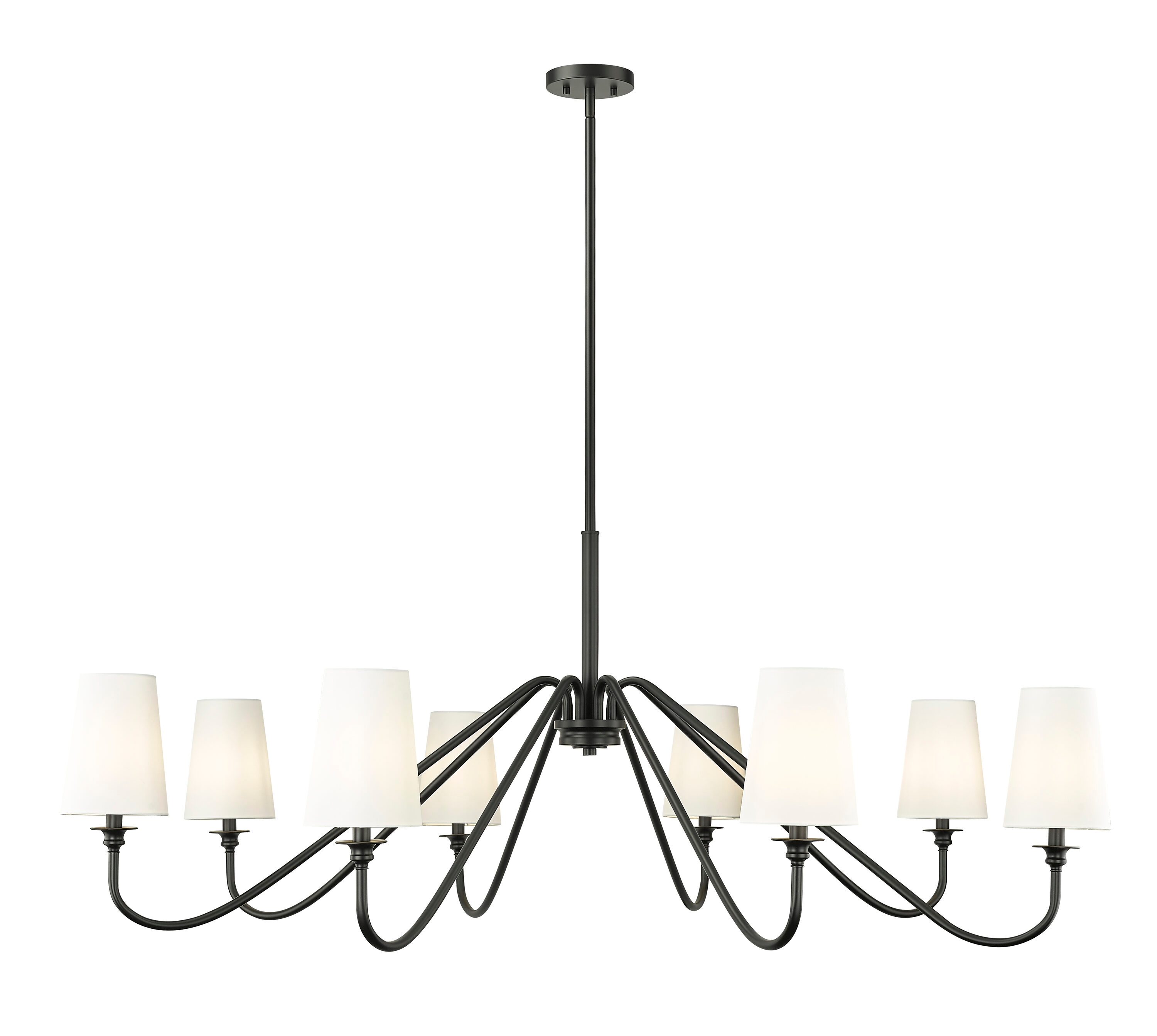Gianna Matte Black 8-Light Chandelier with White Shades