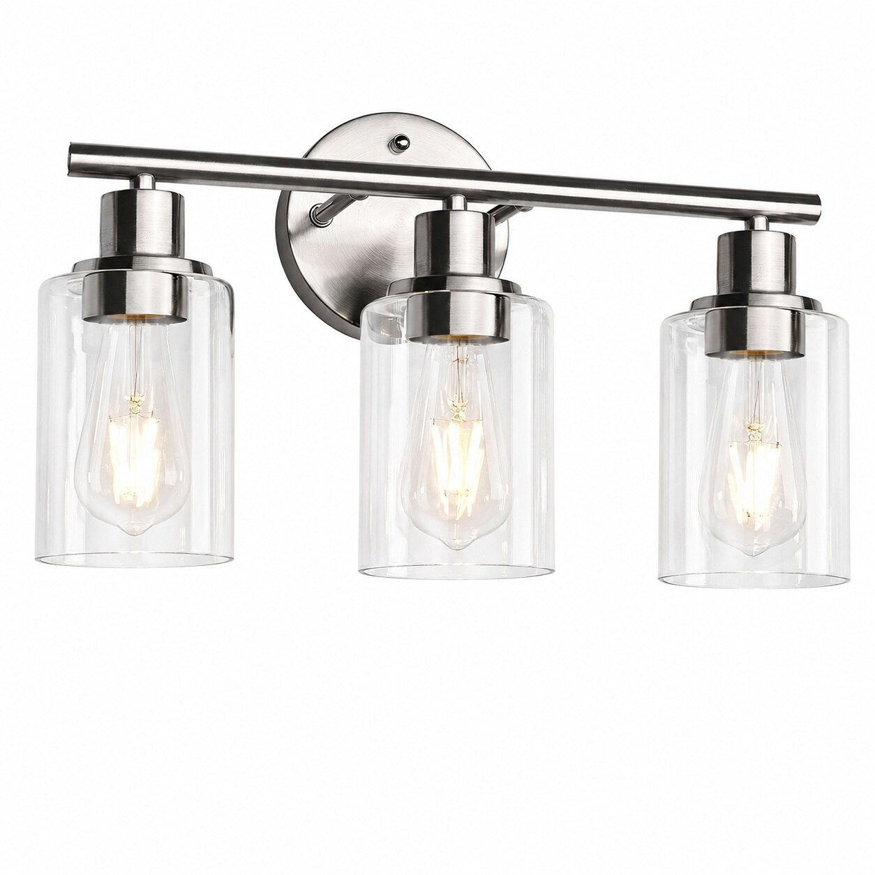 Aoibox  3 Light Brushed Nickel Bathroom Vanity Light with Clear Glass Shades Reversible Wall Mount Fixture Fixtures