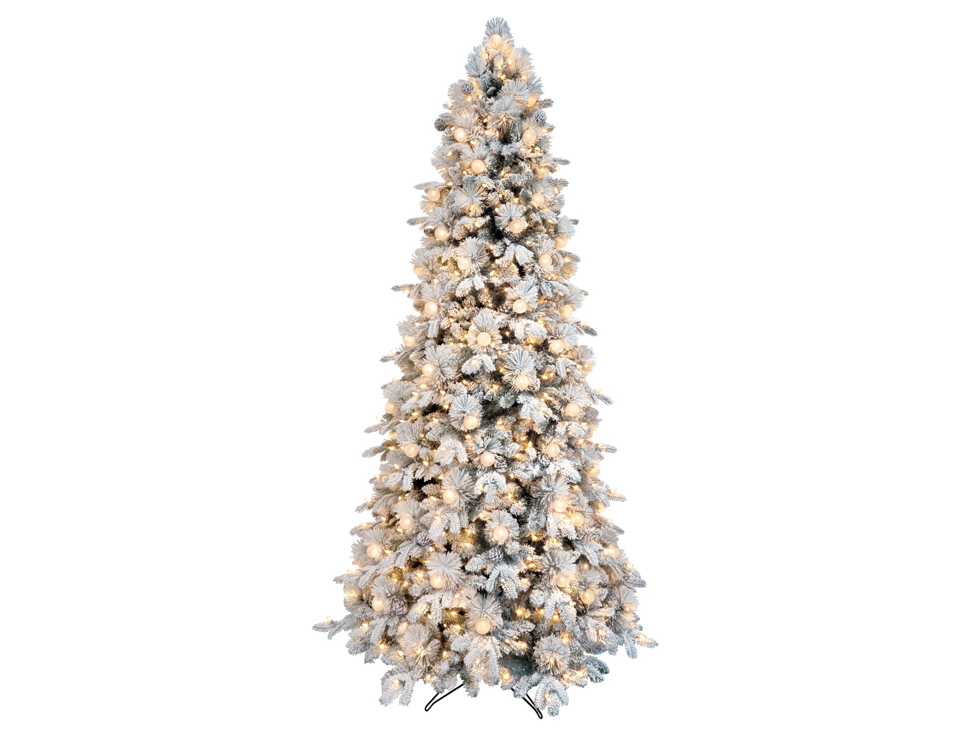 GE 9-ft Flocked Candlewood Pine Pre-lit LED Artificial Christmas Tree ...