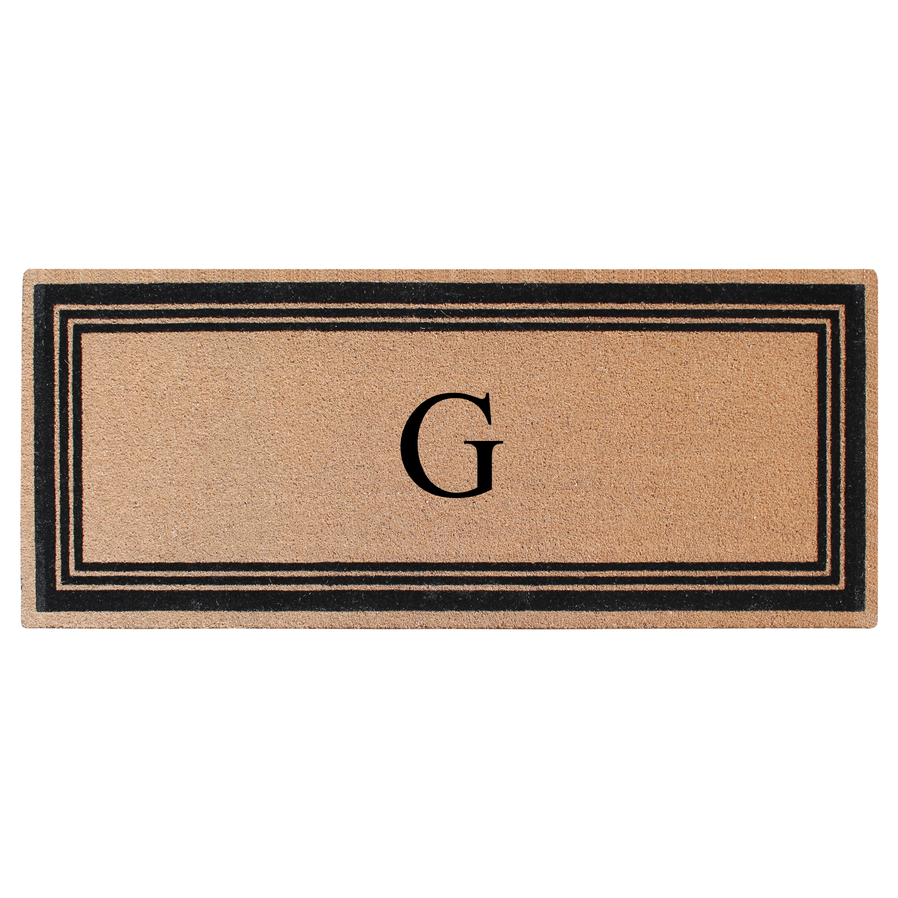 A1 Home Collections Natural Coir Flock Monogrammed Doormat for Outside Entrance 36 in x 72 in