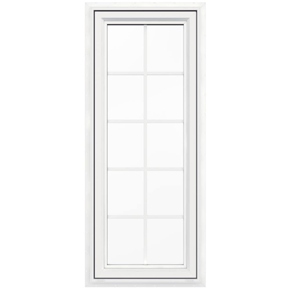 JELD-WEN LOWOLVYCSMTDL2460 V-4500 23-1/2-in x 59-1/2-in x White Left-Handed Vinyl Casement Window with Grids ( Full Screen Included )