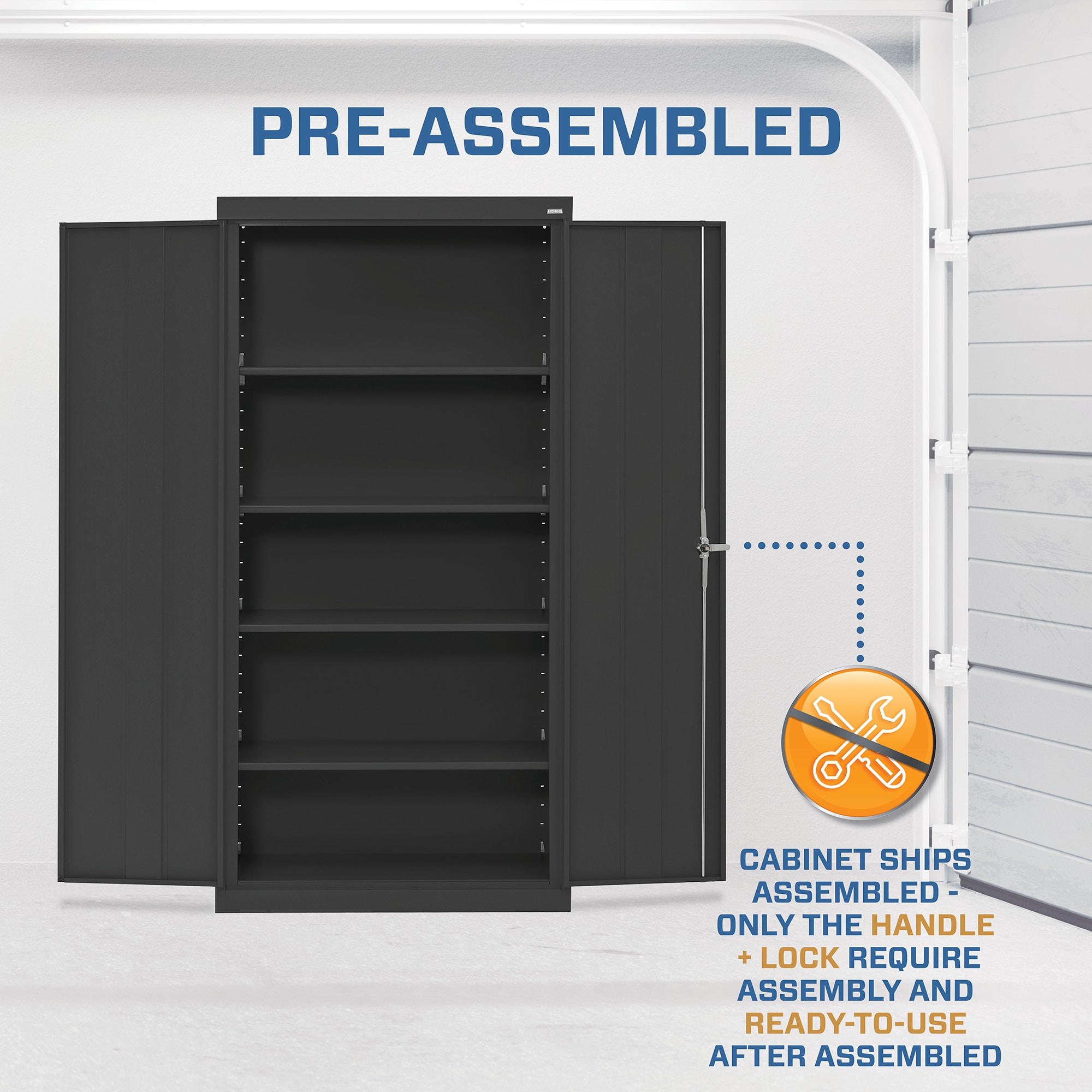 Black Freestanding Lockable Office Cabinet with Adjustable Shelving