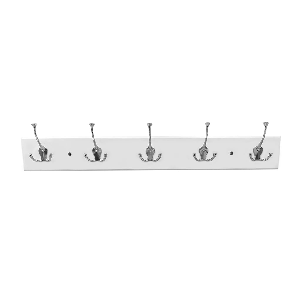 Style Selections 5-Hook 27-in x 3.54-in H White Rail and Chrome