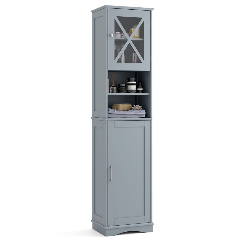 Clihome 15.5-in x 67-in x 12-in Gray Freestanding Soft Close Linen Cabinet