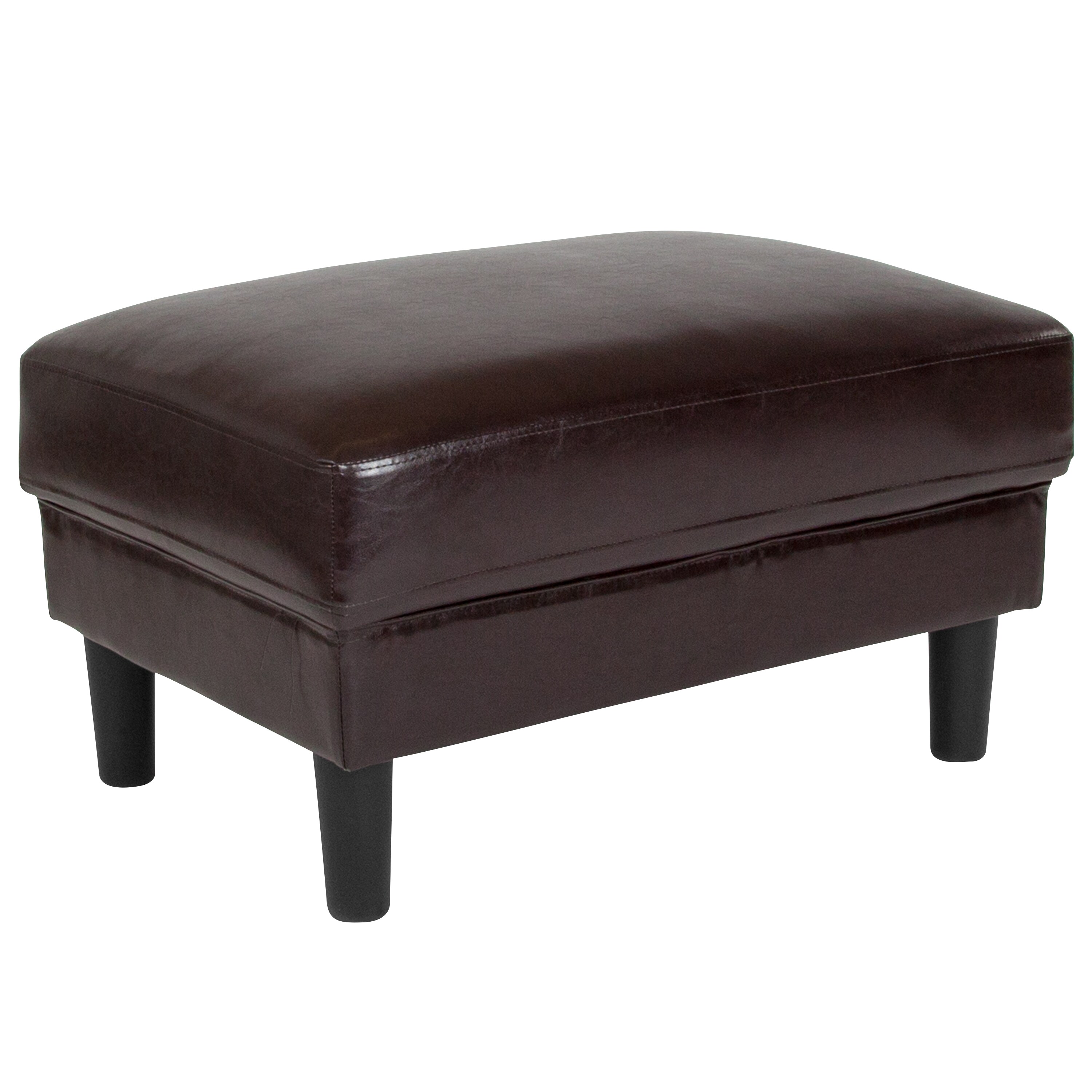 Flash Furniture 889142500308 Bari Modern Brown Leather Faux Leather Rectangle Ottoman