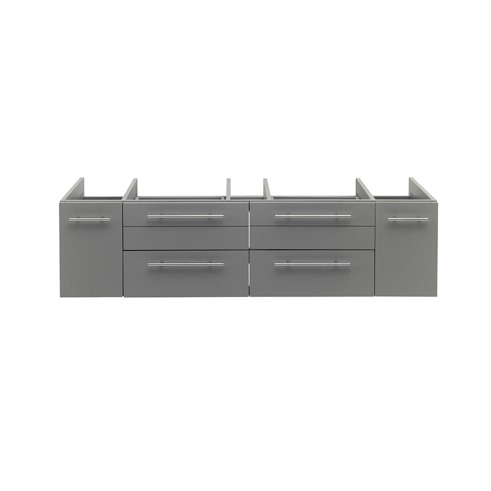 Fresca FCB6160GR-VSL Lucera 60-in Gray Floating Bathroom Vanity Base Cabinet without Top