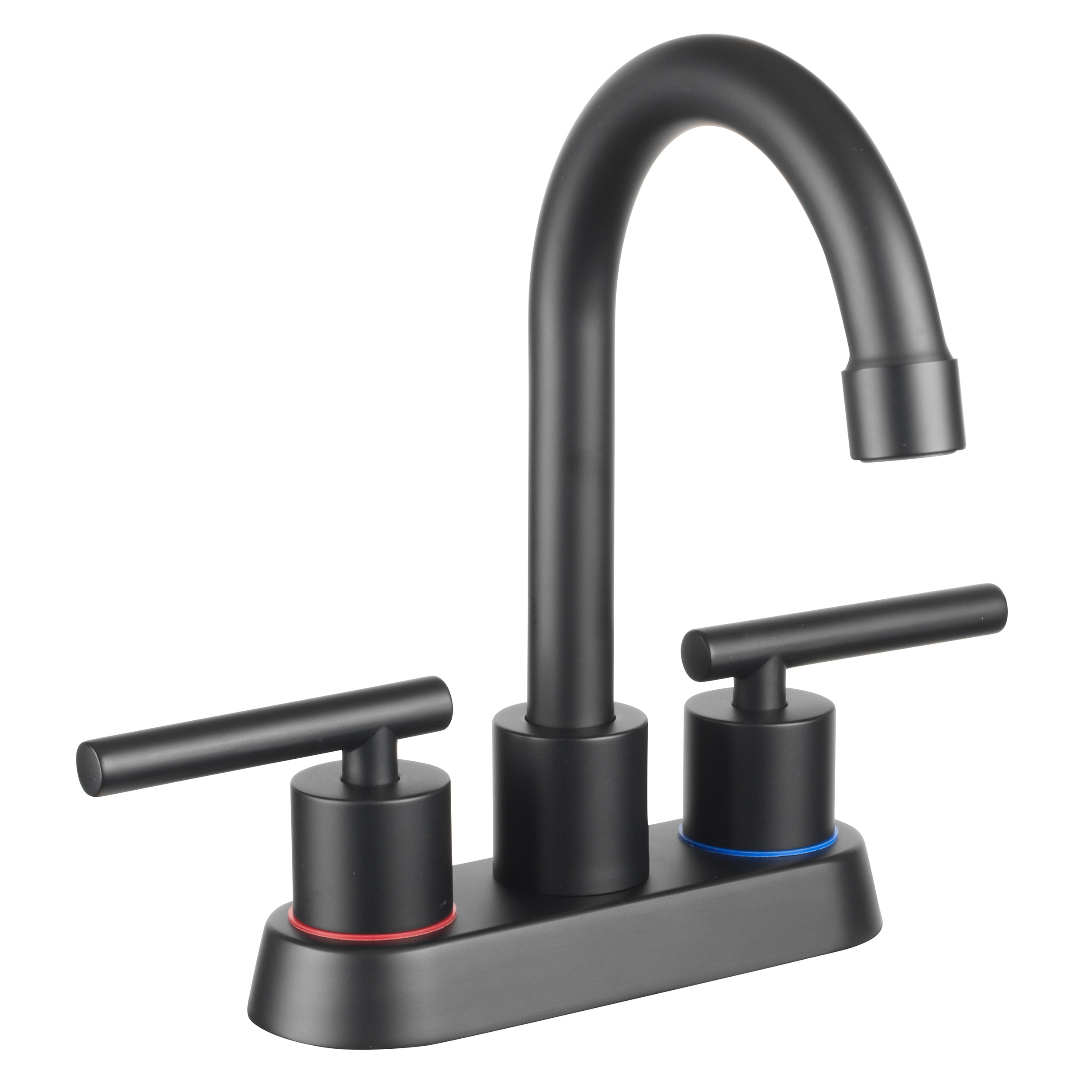 Project Source Larton Matte Black 4-in centerset 2-Handle WaterSense ...