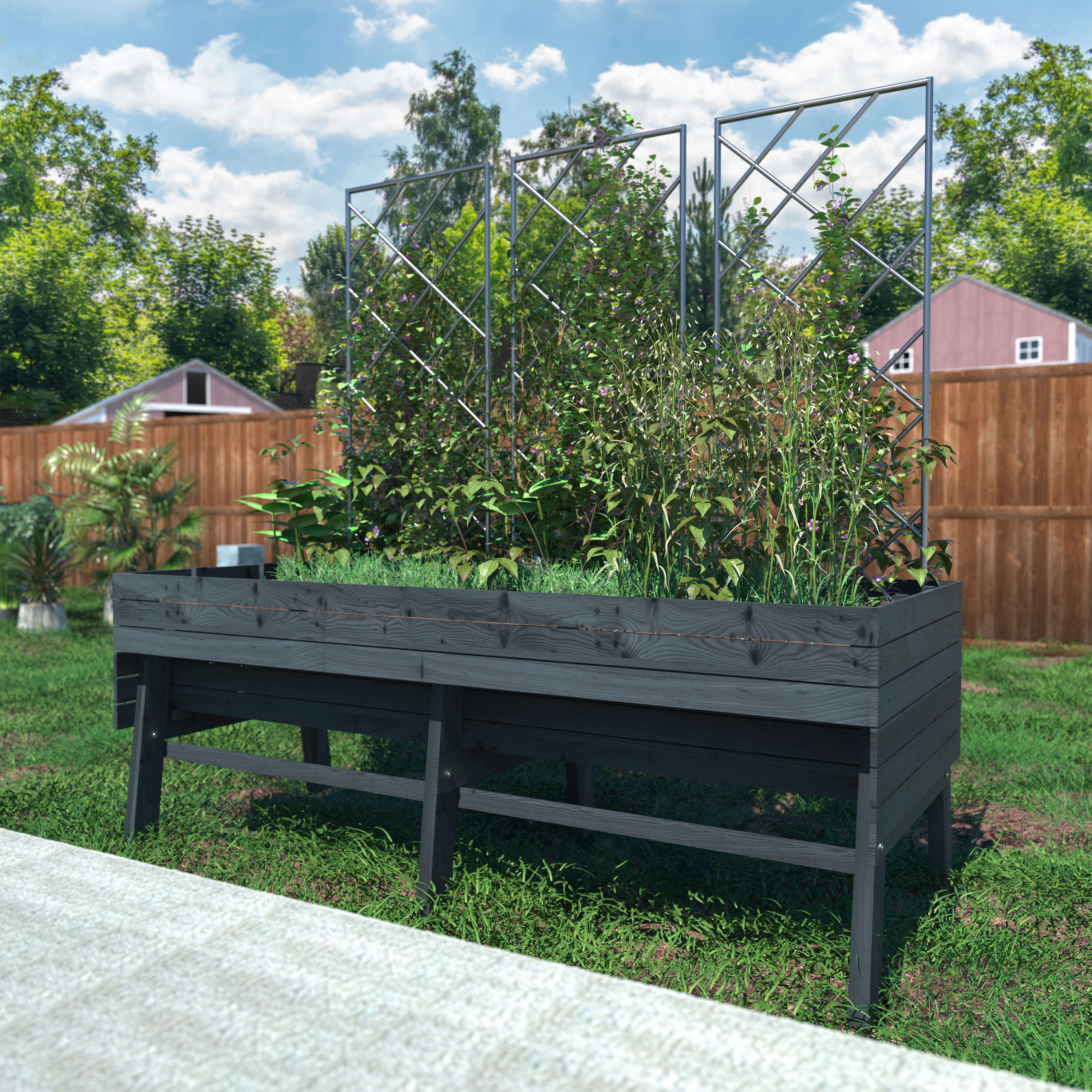 VEIKOUS PG0102-08GY 9.59-cu ft 31.4-in W x 70.8-in L x 28.5-in H Elevated Gray Wood Raised Garden Bed