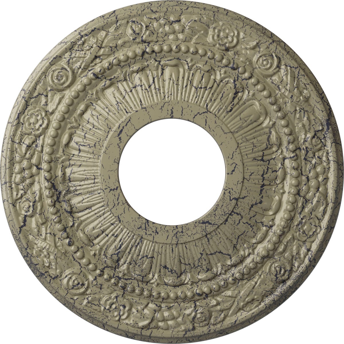 Ekena Millwork CM12NACSC Nadia 12.125-in W x 12.125-in L Painted Castle Stone Crackle Polyurethane Whole Ceiling Medallion