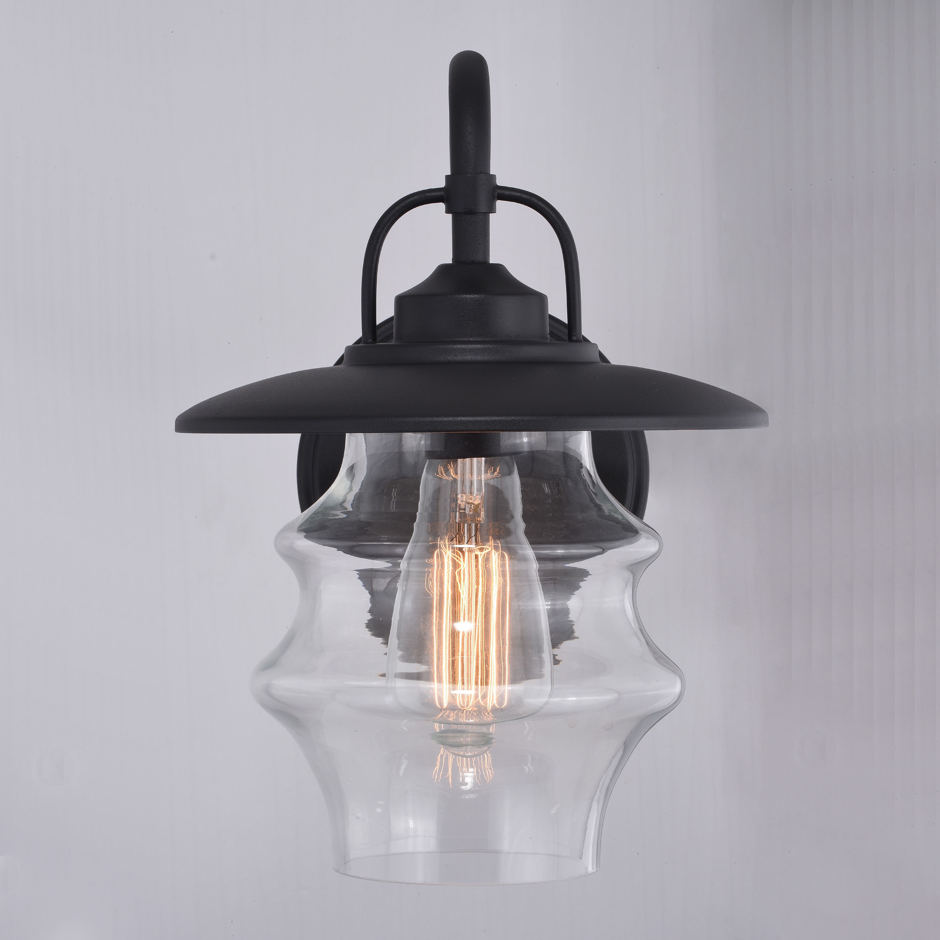 Glenn Vintage Coastal Charm Textured Black Outdoor Lantern