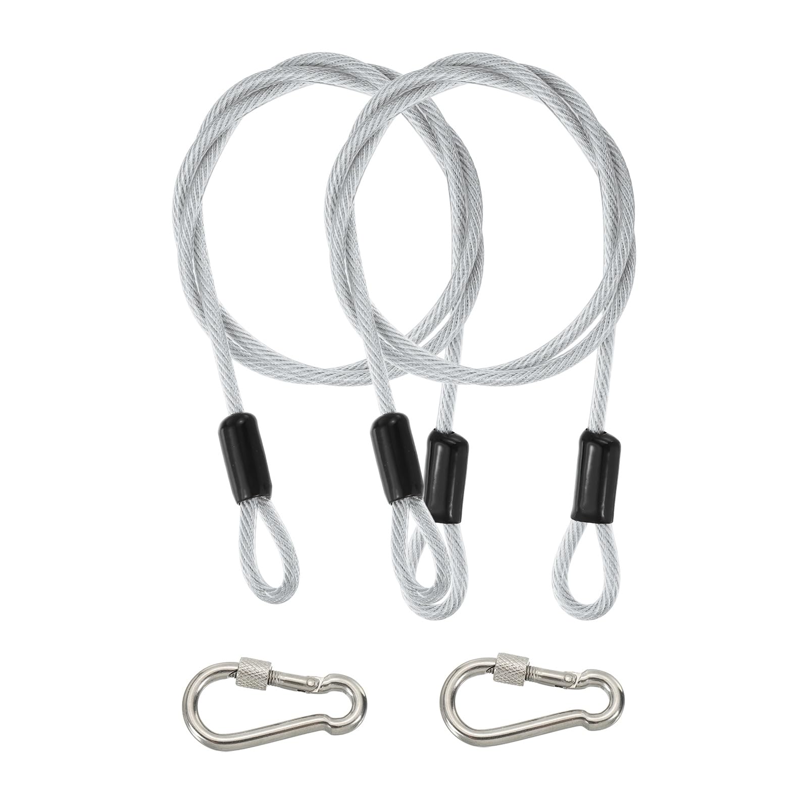 Anqtovp  Security Cable Three ft by Three Sixteenth in Braided Stainless Steel Coated Safety Wire Rope with Double Loop for Travel Luggage