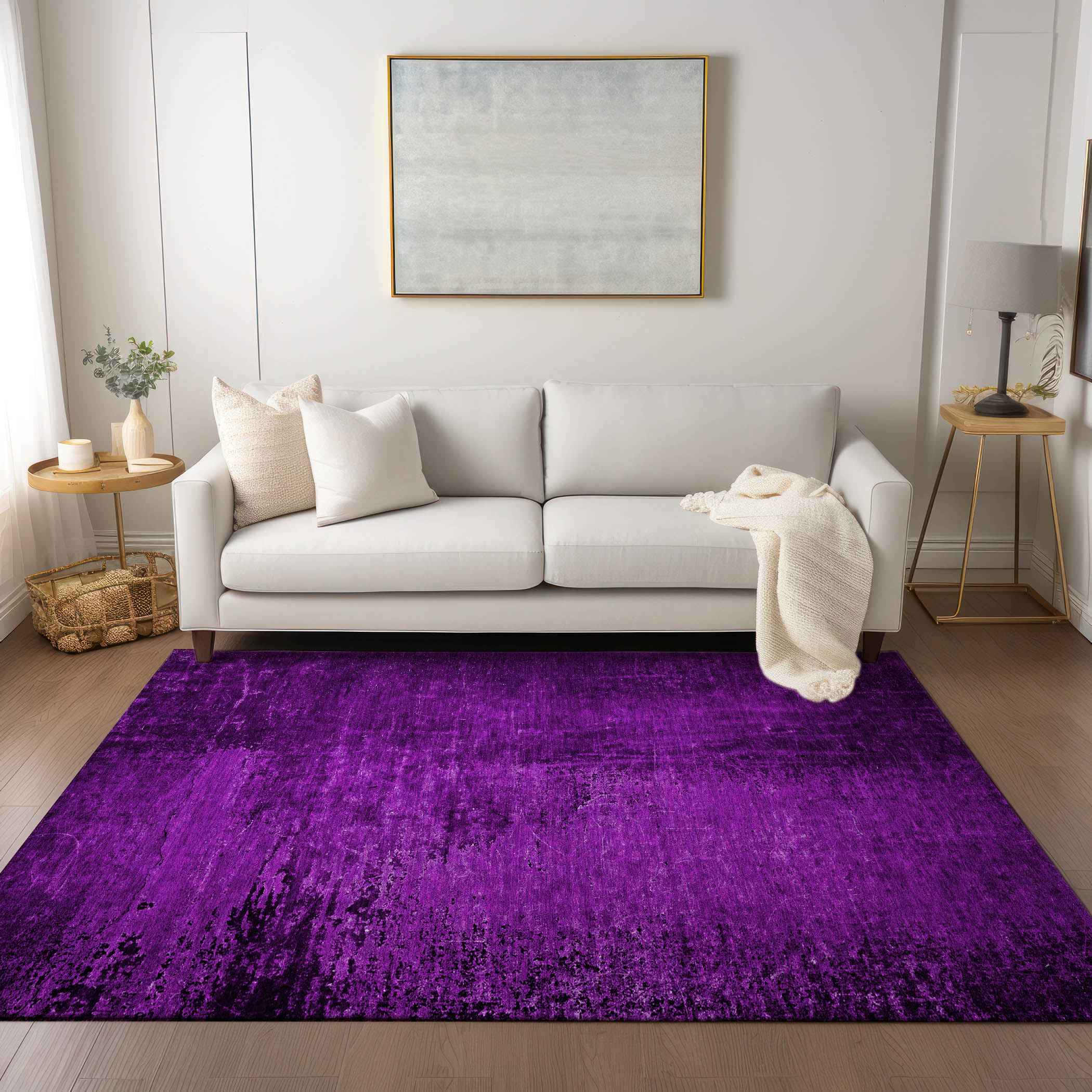 Addison Rugs ACN554PP3X5 Chantille ACN554PP 3 x 5 (ft) Polyester Purple Rectangular Indoor/Outdoor Floral/Botanical Machine washable Area rug