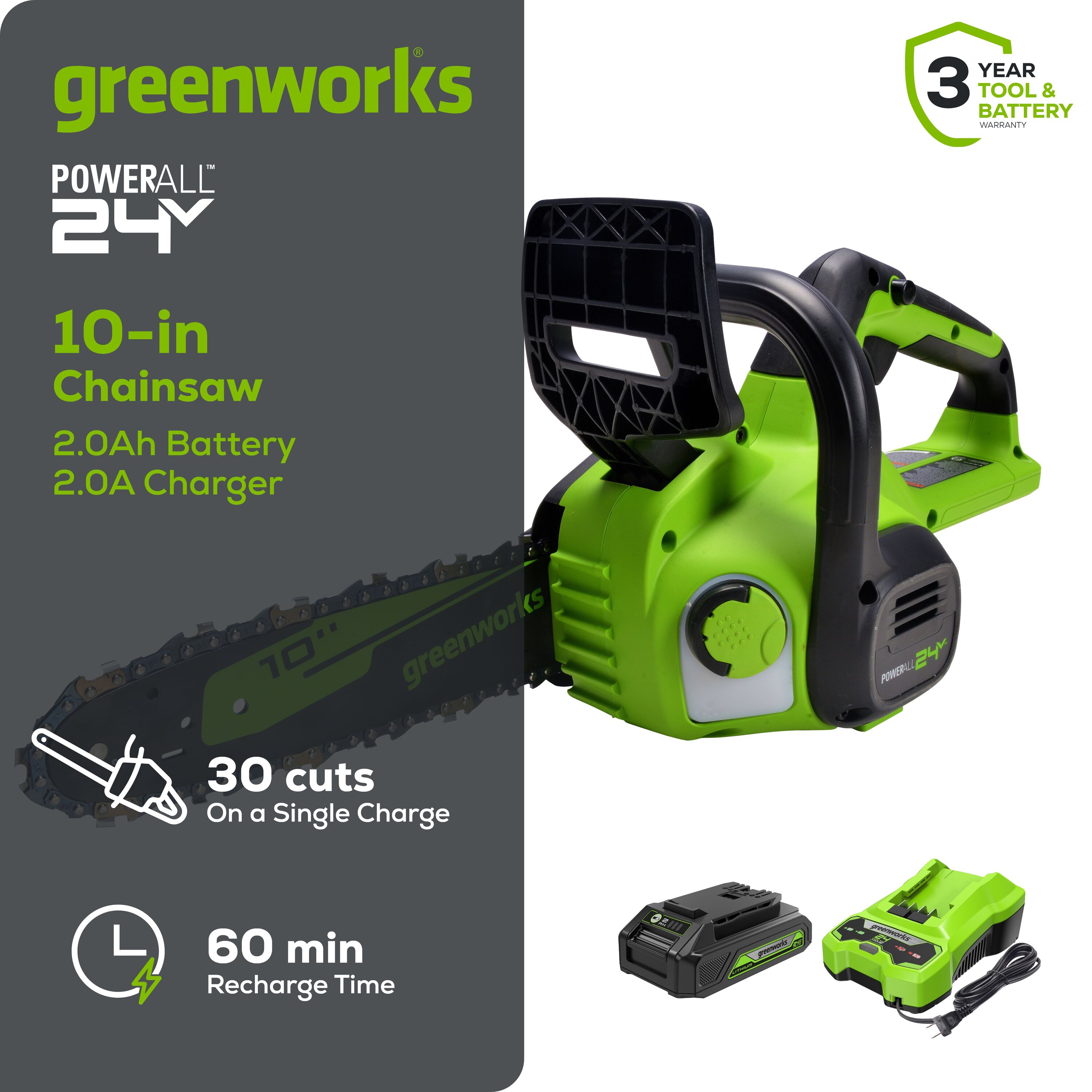 Greenworks CS24B210 Cordless-Chainsaw - View #2