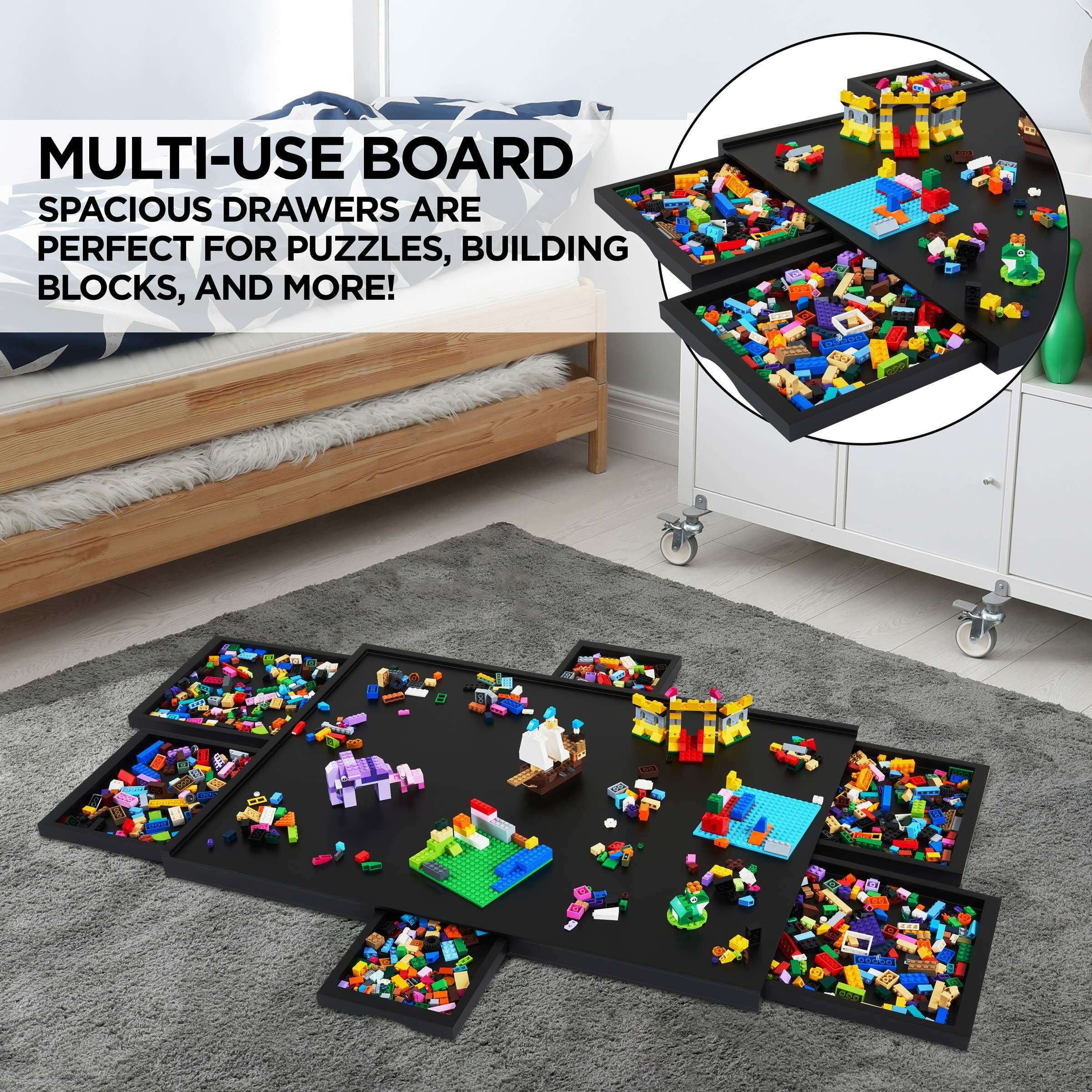 Jumbl 1000-Piece Puzzle Table w/Mat, 23 x 31 Jigsaw Puzzle Board w/Legs 6  Removable Drawers