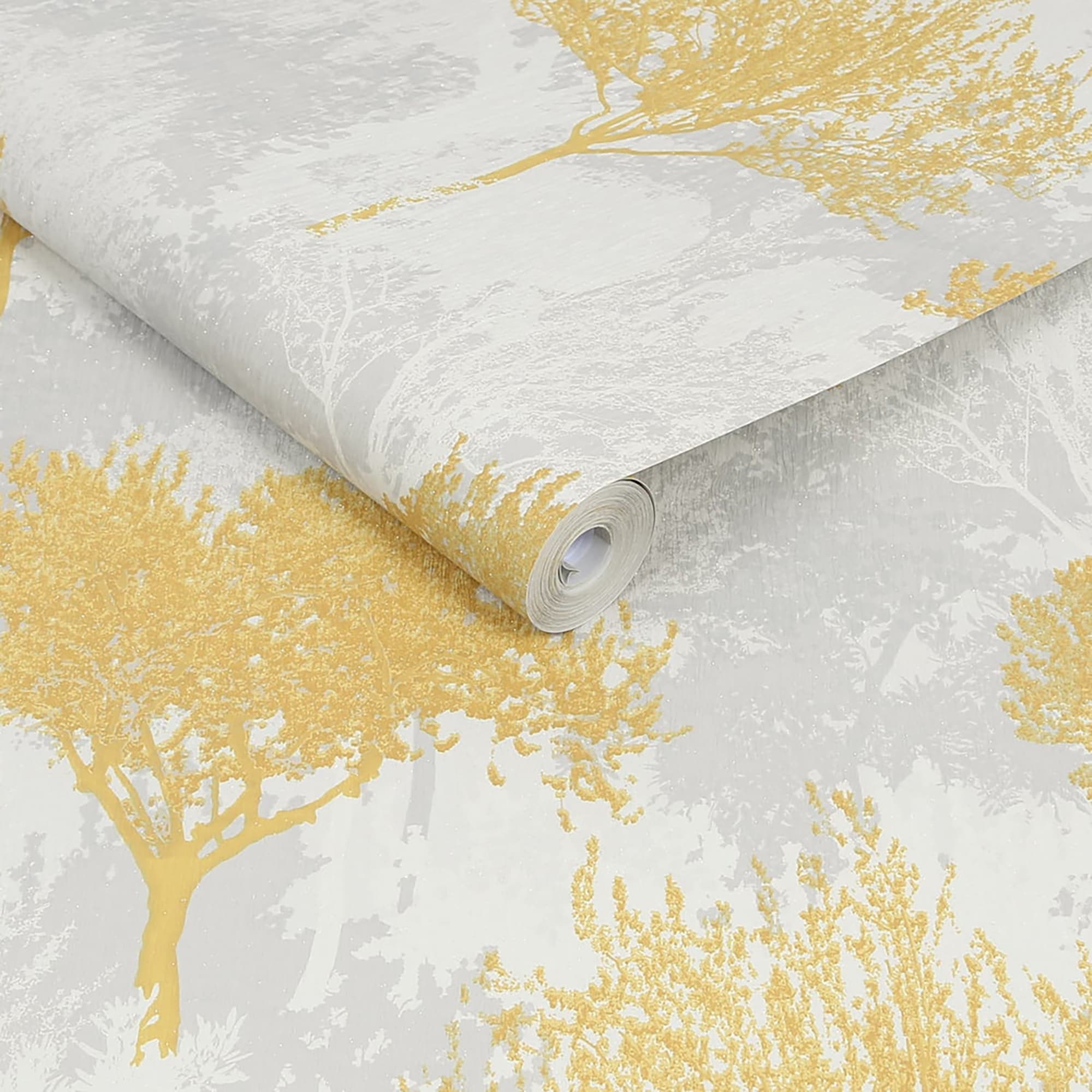 Mustard and Gray Non-Woven Removable Wallpaper
