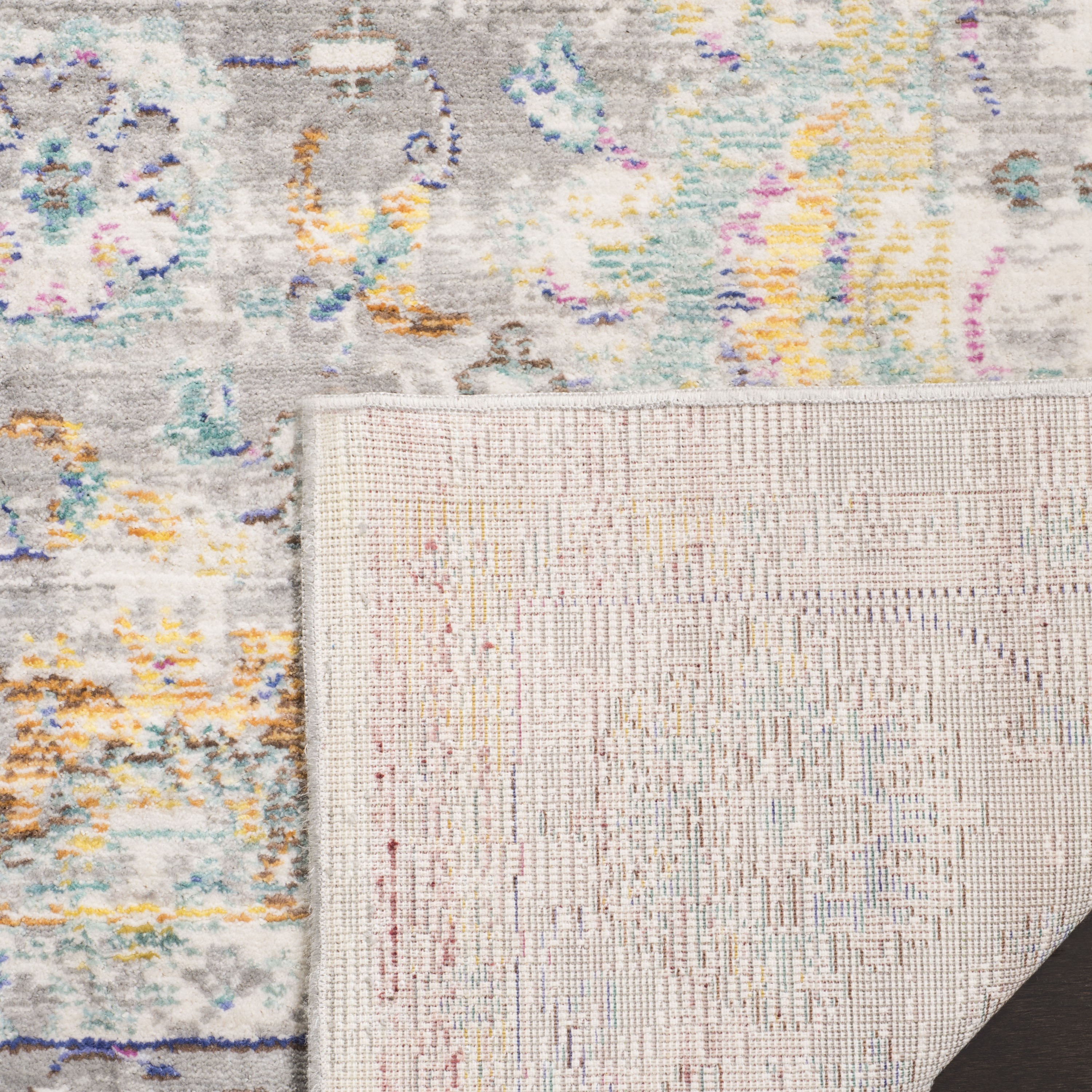 Mystique Gray and Multi Abstract 4' x 6' Synthetic Area Rug