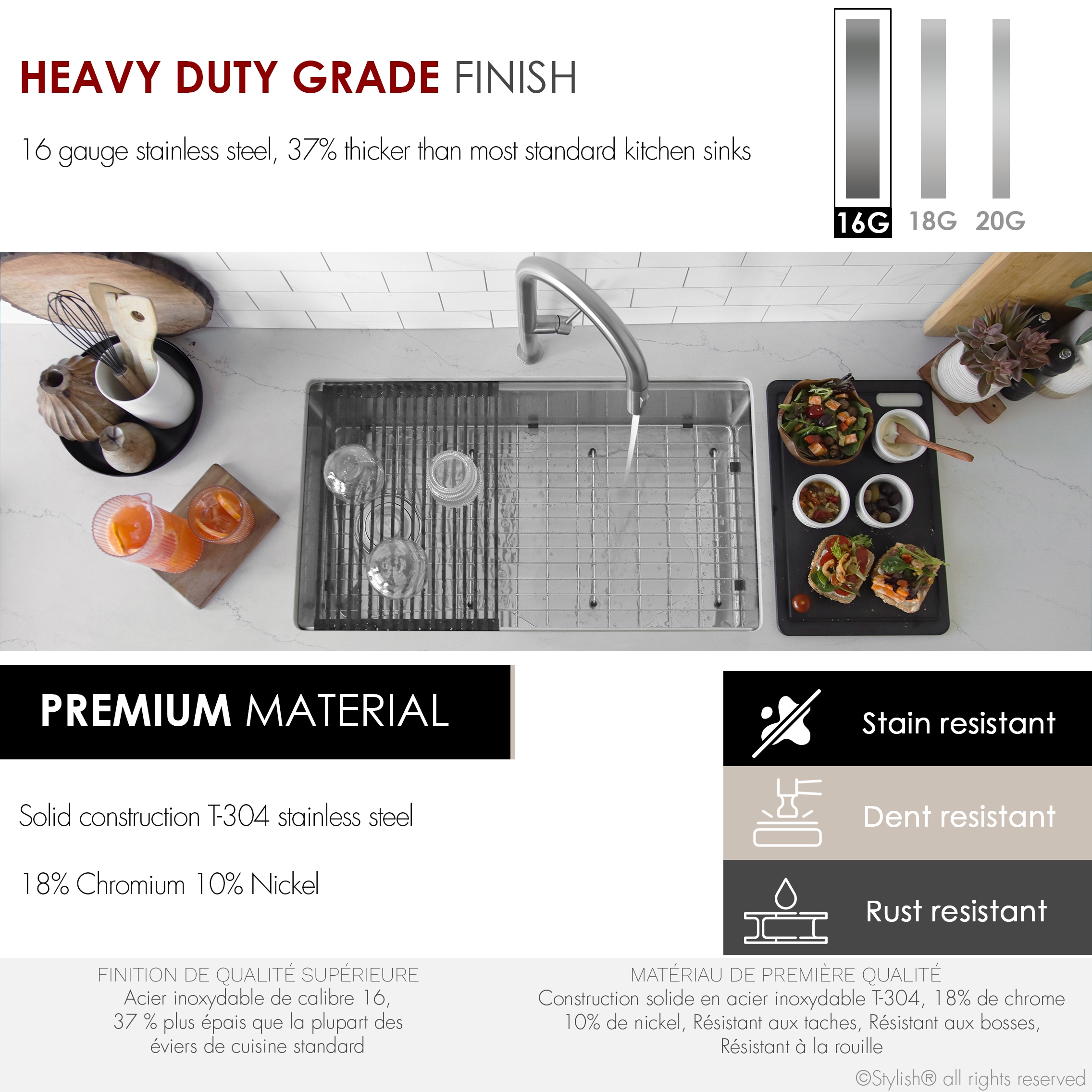 Versa33 Brushed Stainless Steel Single Bowl Undermount Kitchen Sink
