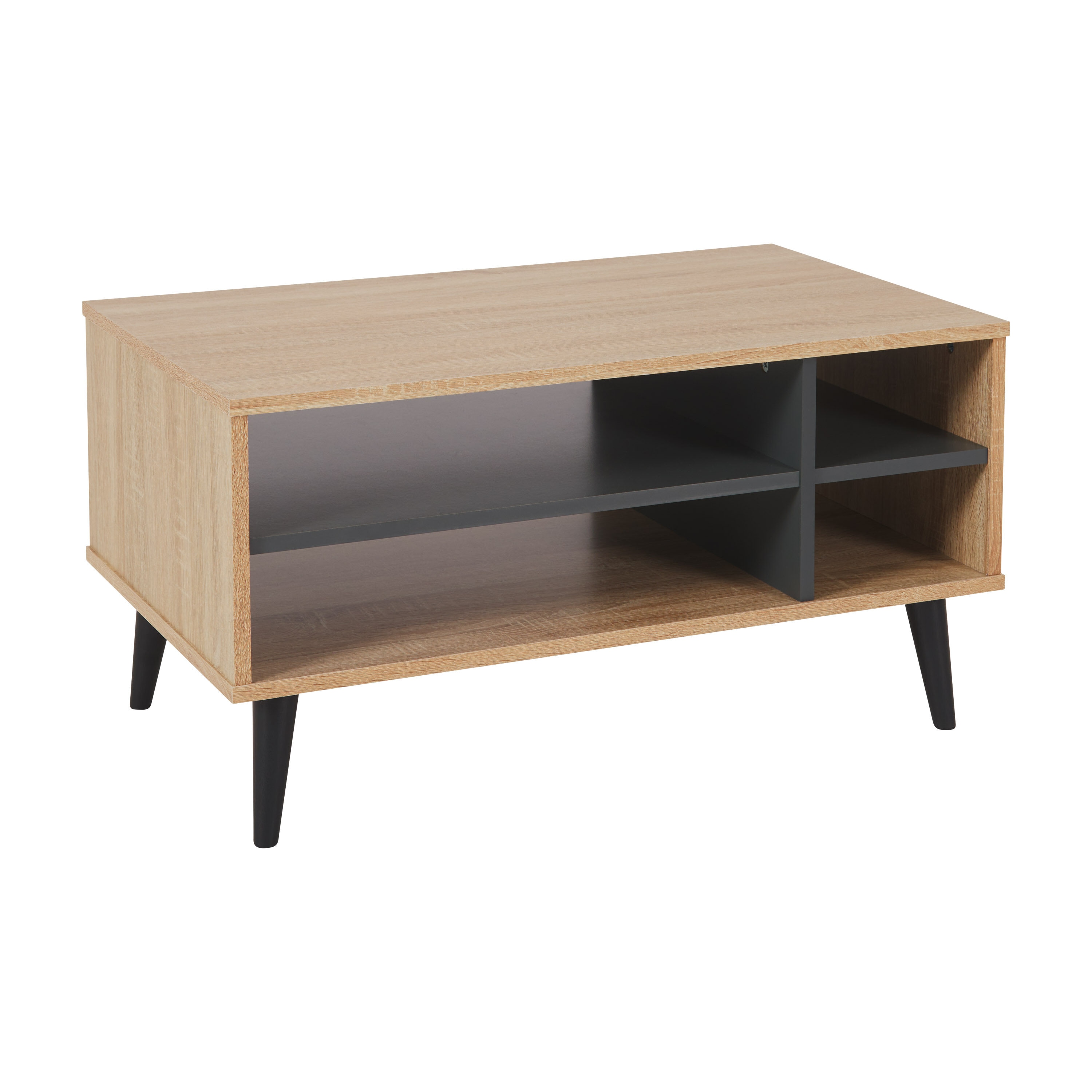 CorLiving LHW-600-C Cole Light brown Woodgrain Particleboard Modern Coffee Table with Storage