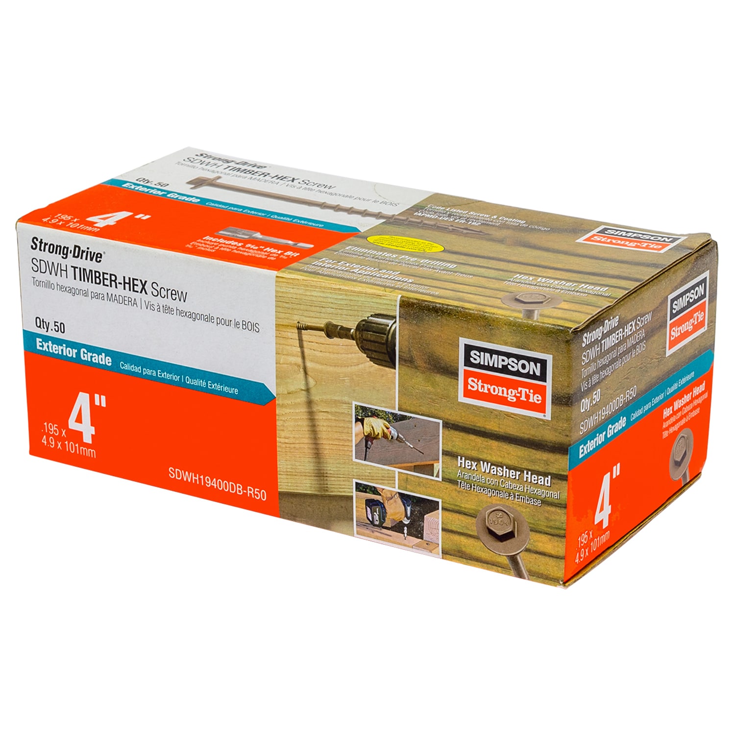 Simpson Strong-Tie 5/16-in x 3-in Double-barrier Strong-Drive SDWH  Timber-Hex Exterior Wood Screws (50-Per Box) in the Wood Screws department  at