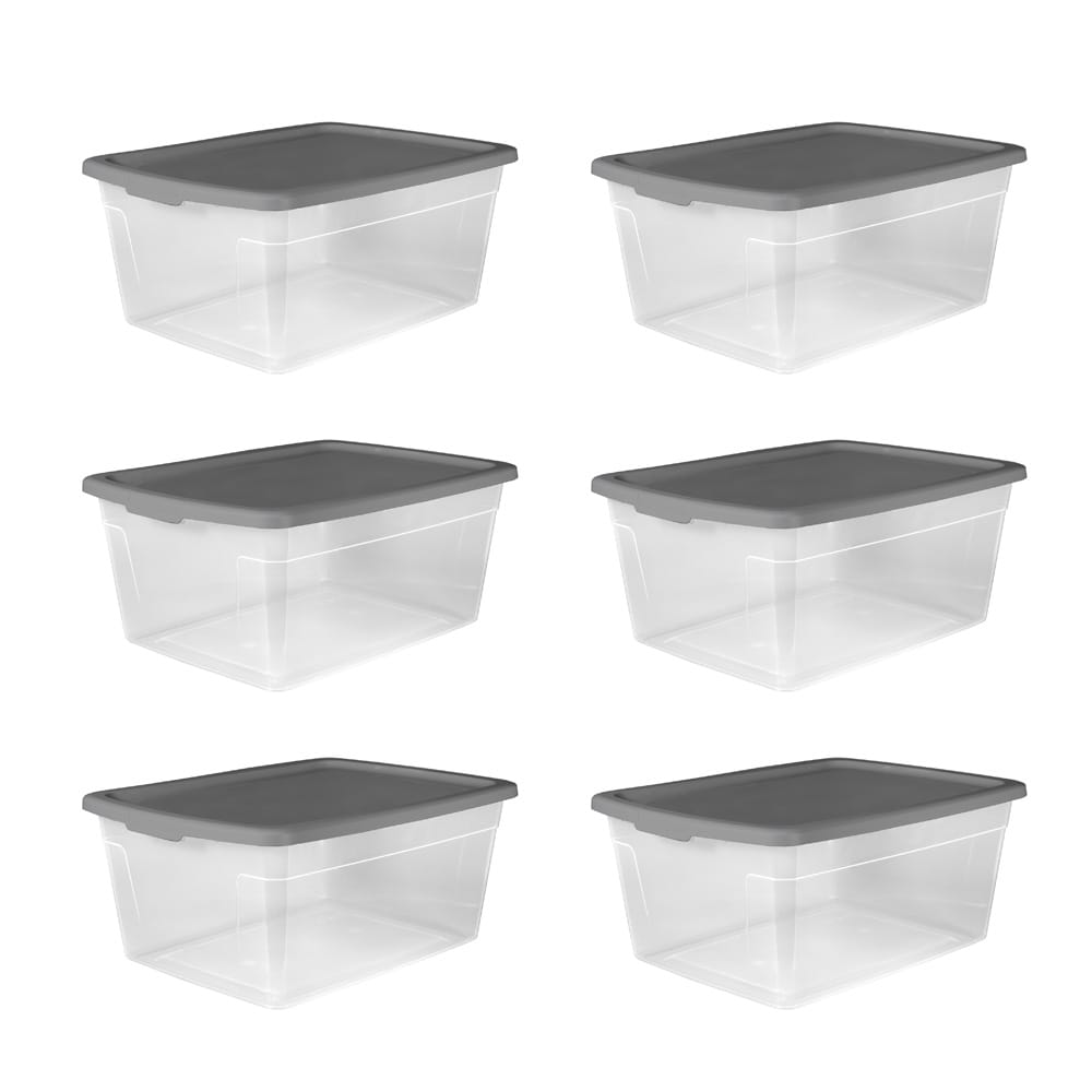 Project Source Large 40-Gallons (160-Quart) Clear Heavy Duty Rolling Tote  with Standard Snap Lid in the Plastic Storage Containers department at