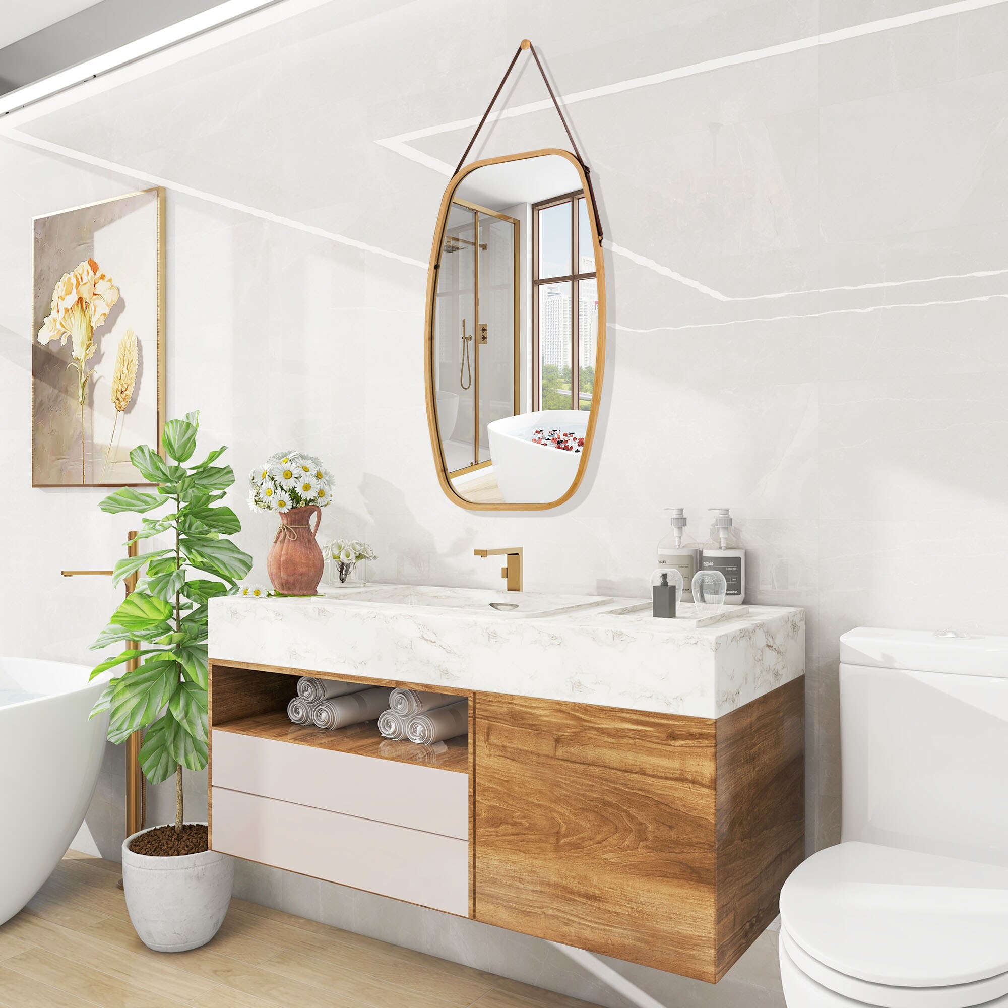 WELLFOR OUJ66117 Framed-Bath-Mirrors - View #3