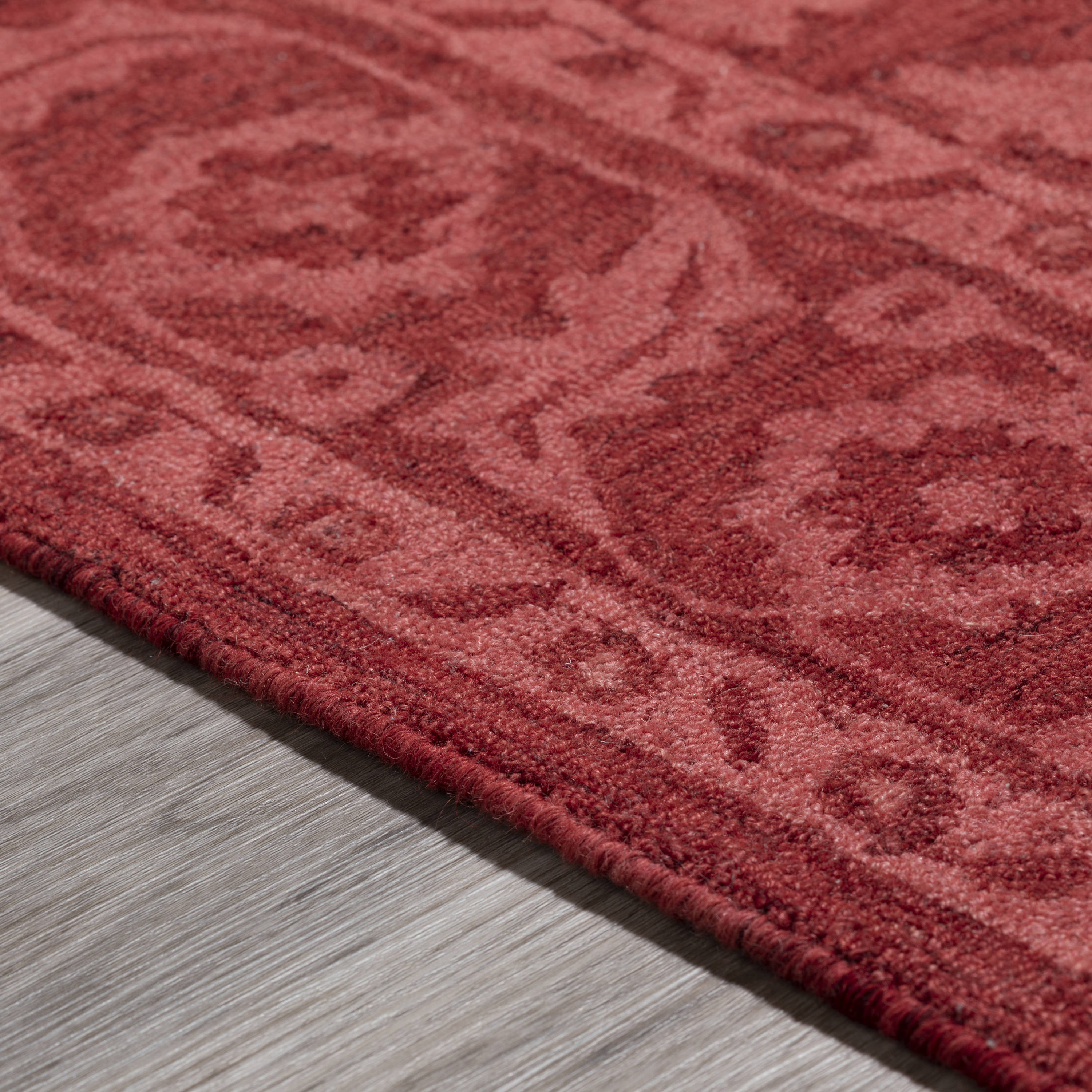 Harlow Vintage Ruby Red Hand-Tufted Wool Area Rug 5'x7'