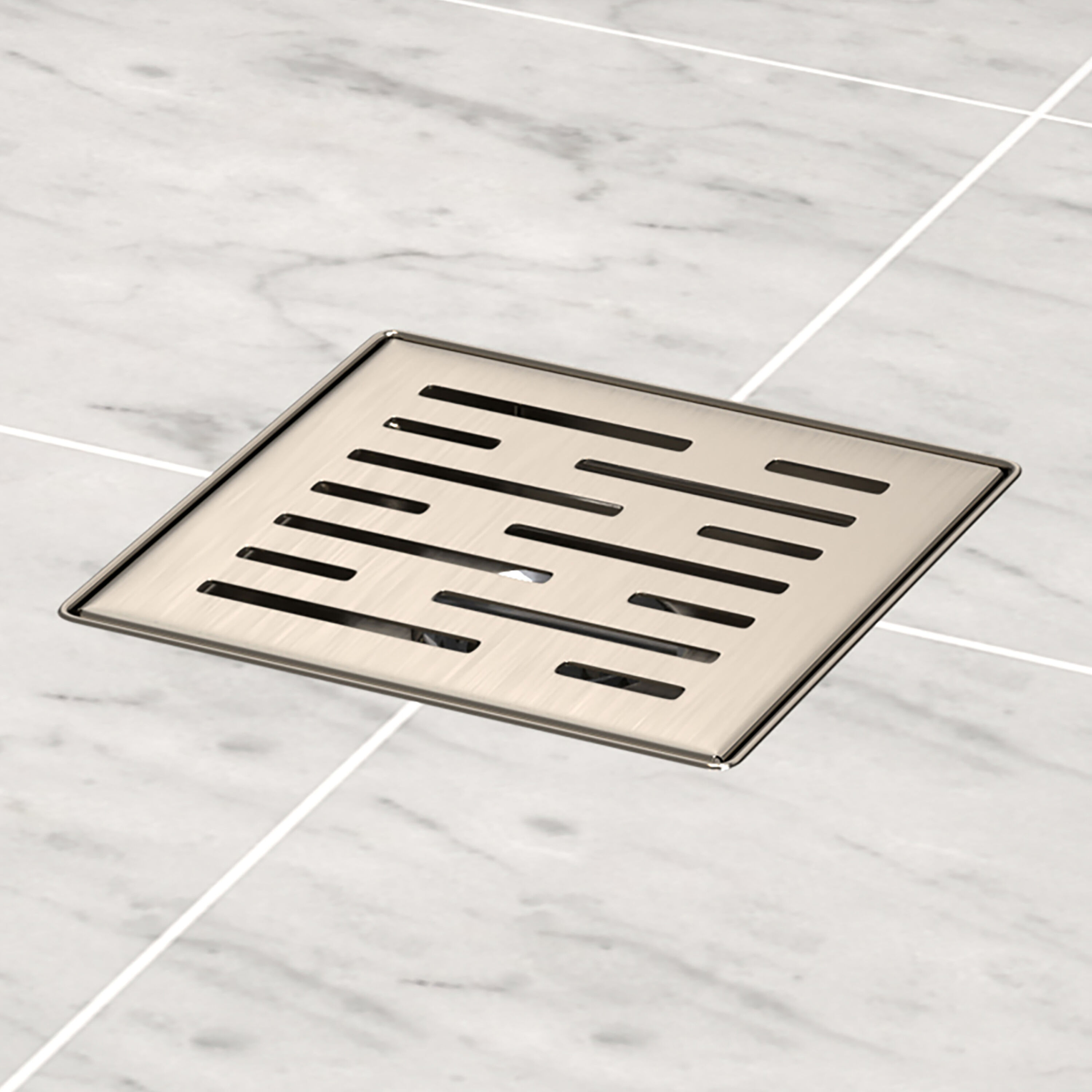RELN 8 in. x 8 in. Stainless Steel Square Shower Drain with Wave