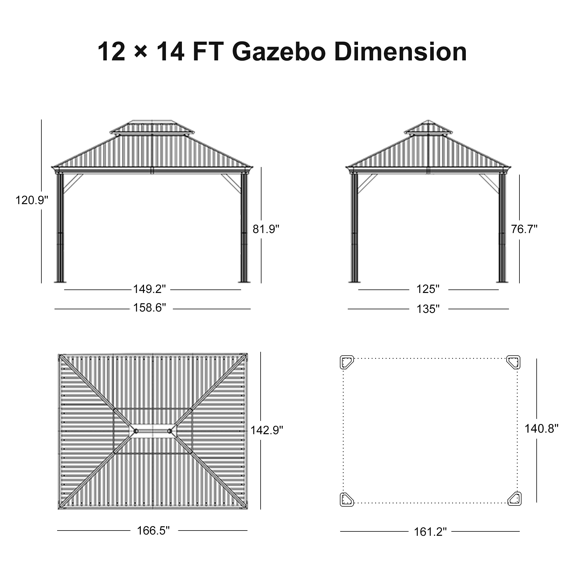 PURPLE LEAF LSMHS1214NB-H Wood-Resin-Gazebos - View #17