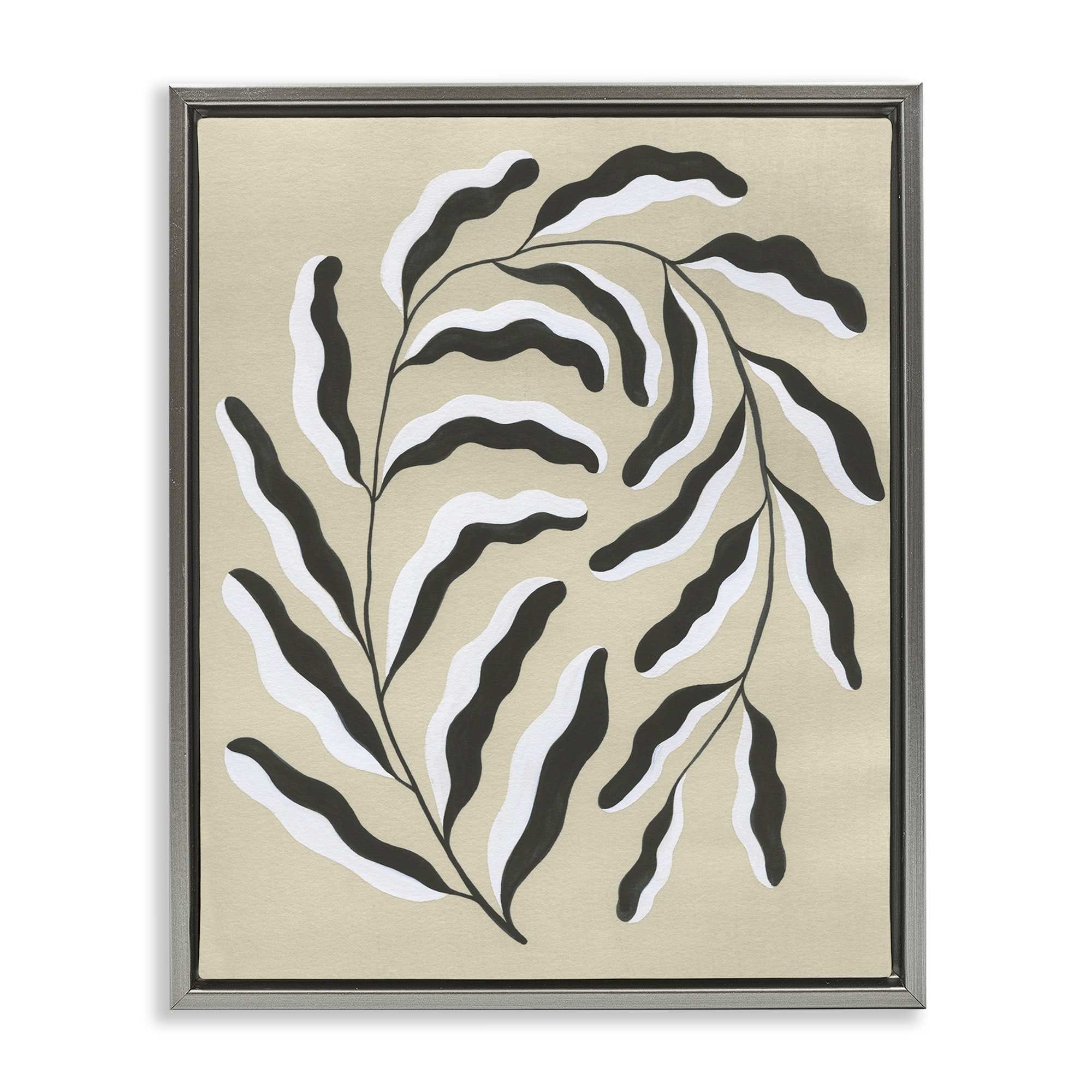 Stupell Industries BS-375-FFL-16X20 Curved Blooming Botanical Gray Framed Floater Canvas Wall Art By Grace Popp 17 x 21