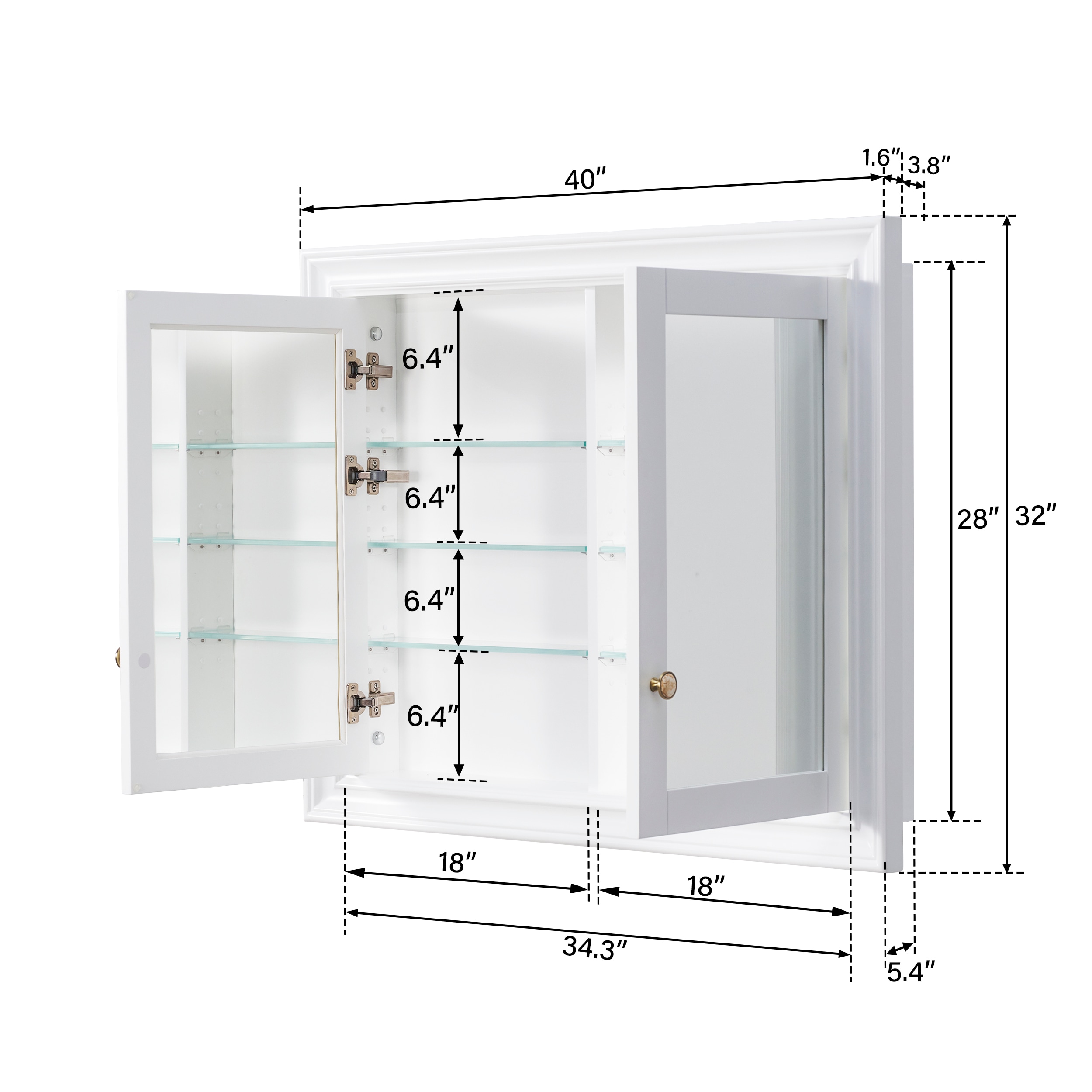 WELLFOR F4032MC-WT Bathroom-Medicine-Cabinets - View #14