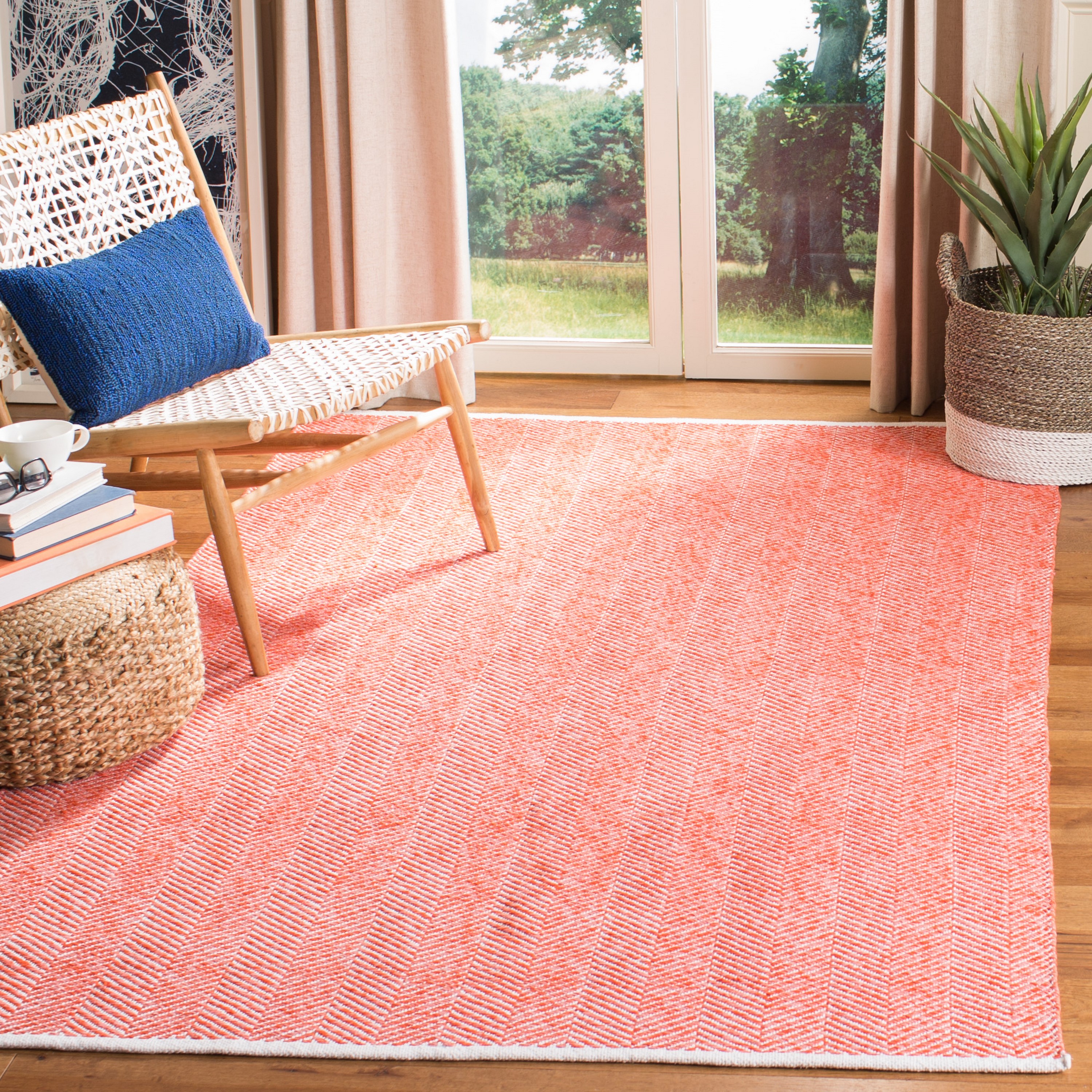 Safavieh NAN144P-4 Nantucket Cumberland 4 x 6 (ft) Loomed Synthetic Rust Rectangular Indoor Chevron Coastal Area rug