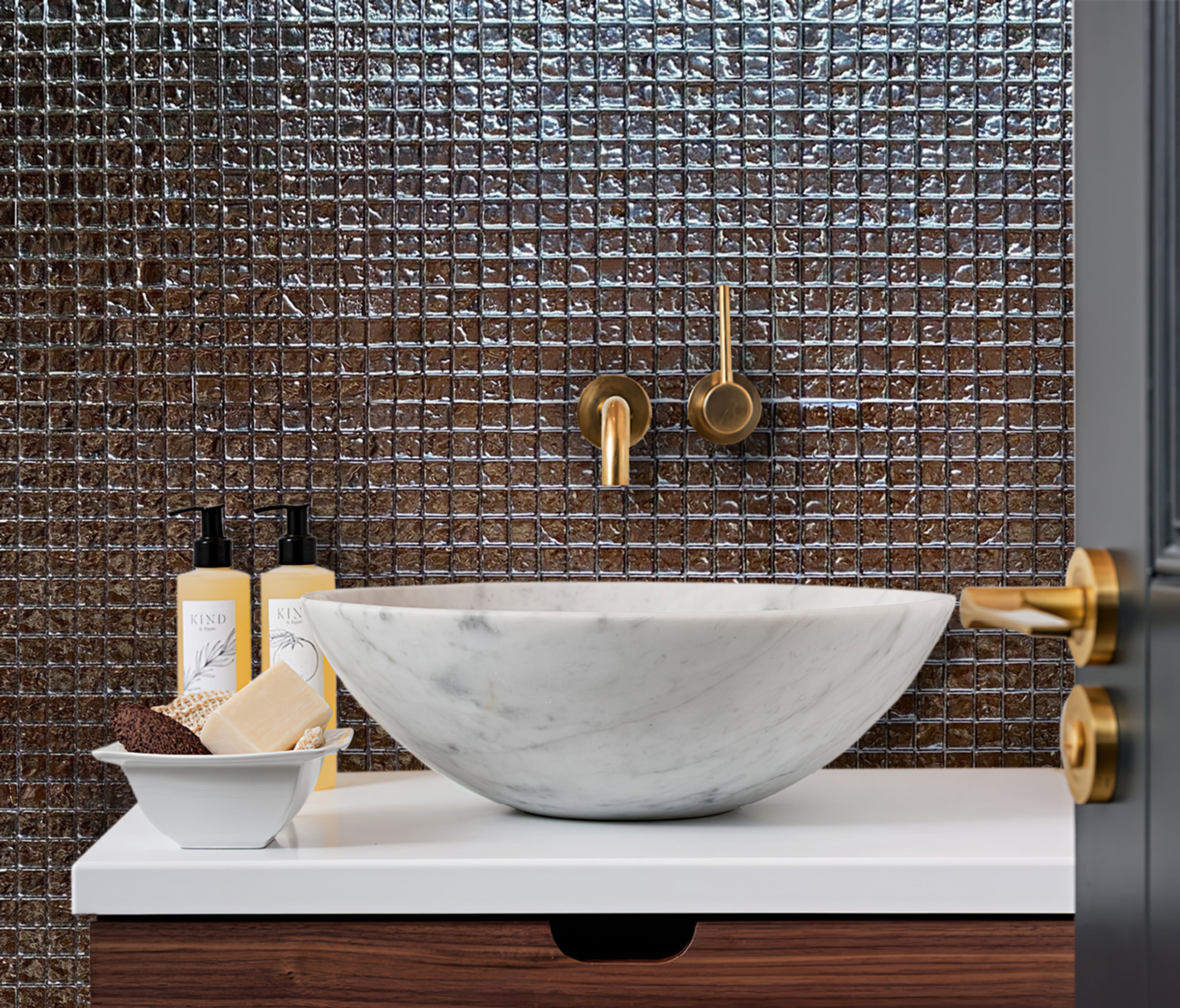 Apollo Tile (Sample) Elaina Silver 12-in x 12-in Polished Glass Uniform Squares Patterned Floor and Wall Tile