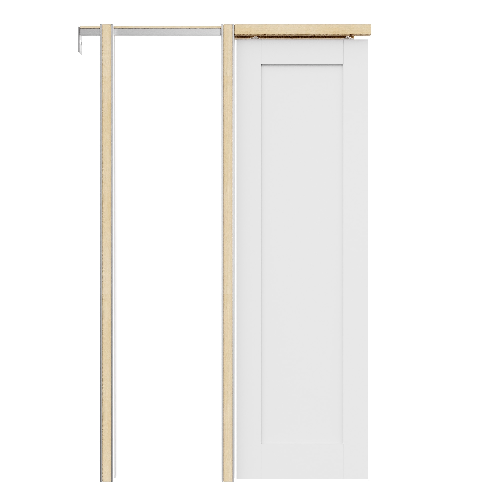 JUJUBON IN-PDPK-YGXB-24 24-in x 80-in MDF Pocket Door Frame with Pocket Door,Pocket Door Frame and Hardware Soft Close Included