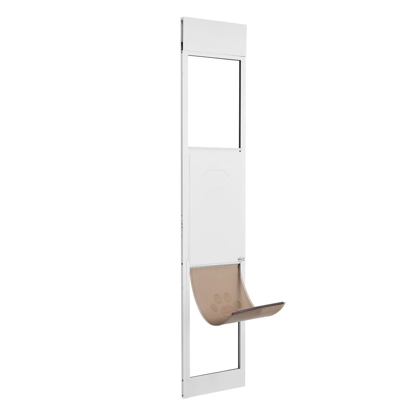 Slickblue White Pet Door with Adjustable Height and Locking Panel for Patio Backyard or Home Application