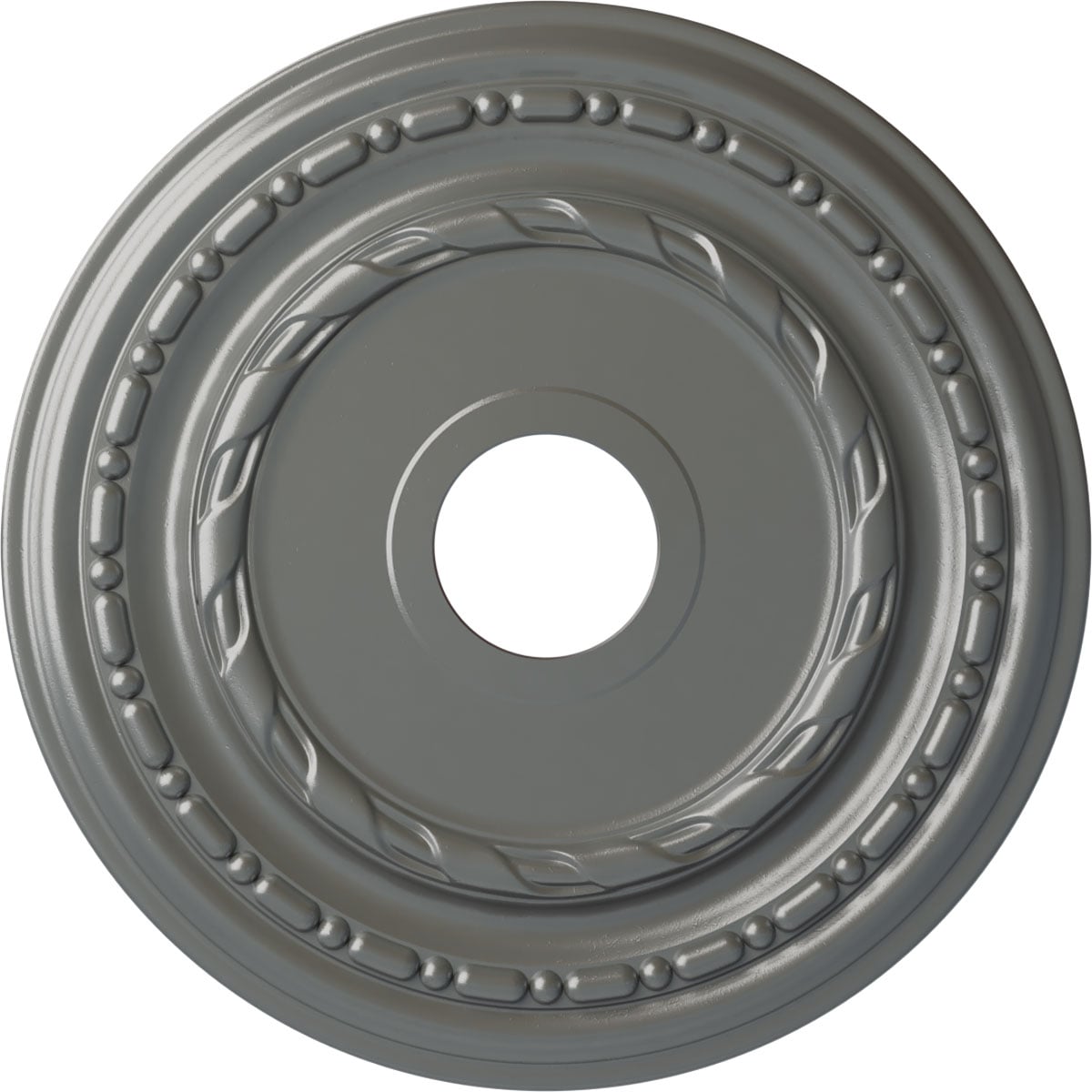 Ekena Millwork CM17DUSLS Dublin 17.875-in W x 17.875-in L Painted Silver Polyurethane Whole Ceiling Medallion