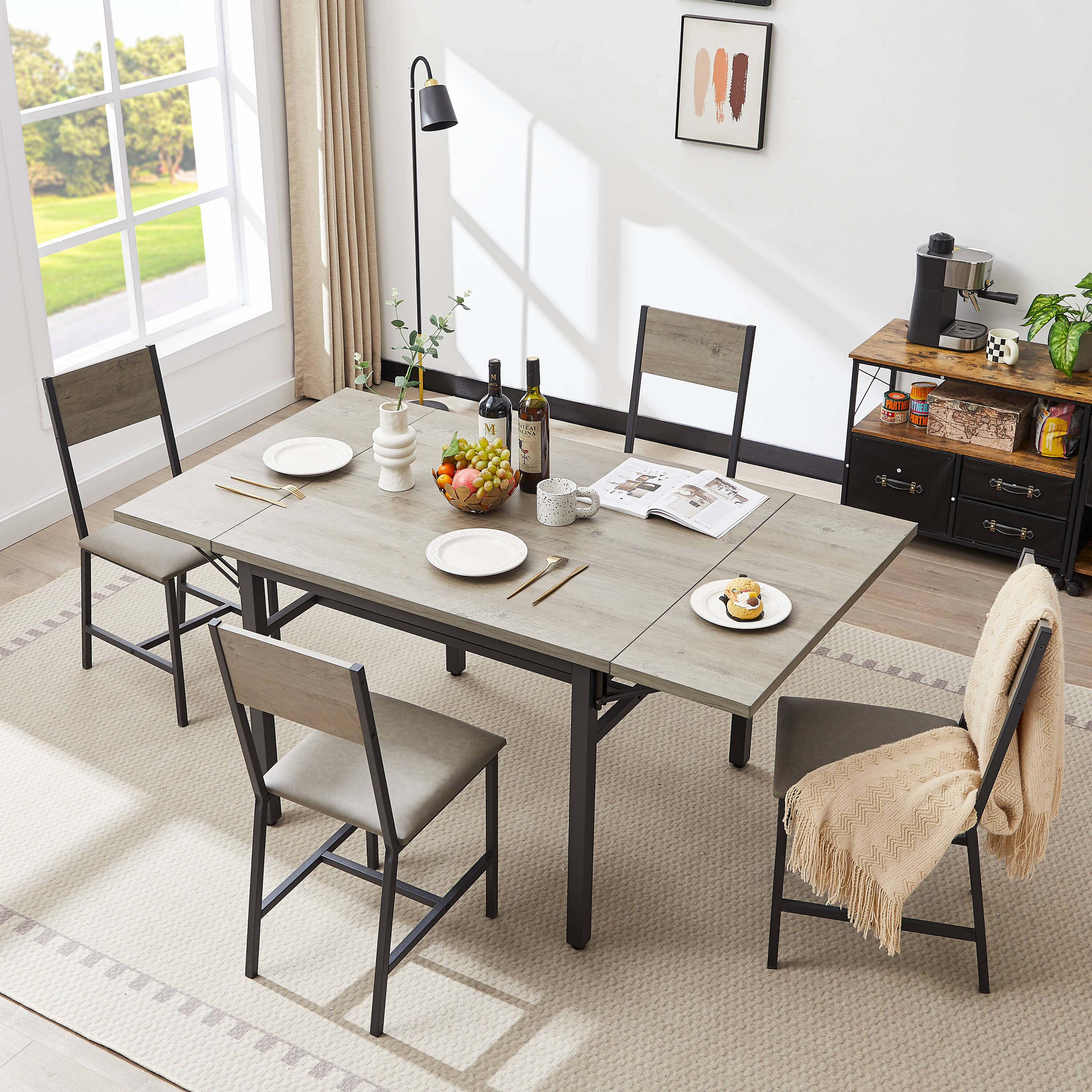 Sunrinx MG66-18-SN Gray Contemporary/Modern Dining Room Set with Rectangular Table ( Seats 4 )