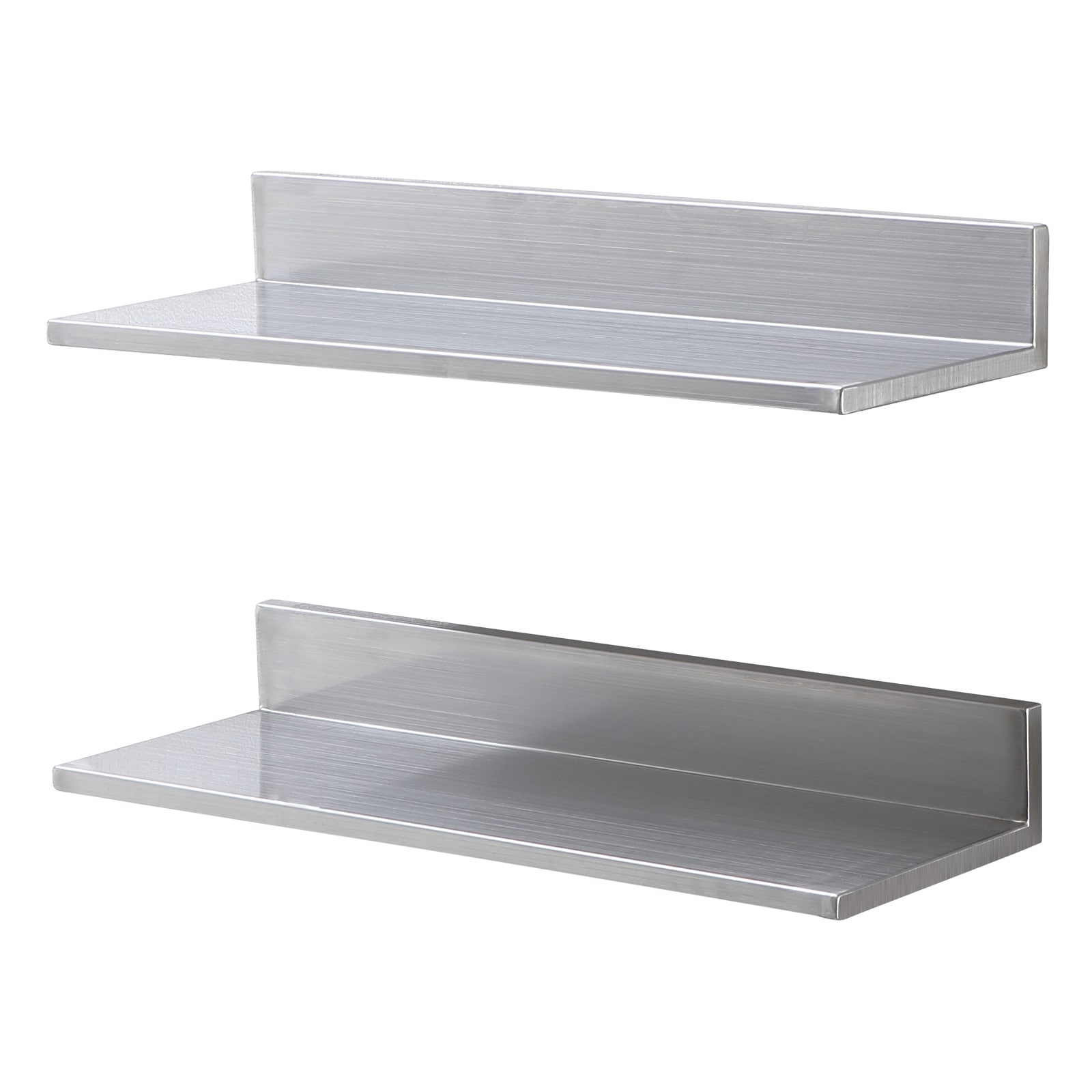 Wooakway 8.6-in x 24-in -2 Pack Stainless Steel Shelf Wall Mounted Floating Shelving with Backsplash 44 lbs Load Capacity Commercial Shelves Heavy Duty Storage Rack for Restaurant Kitchen Bar Home and Hotel