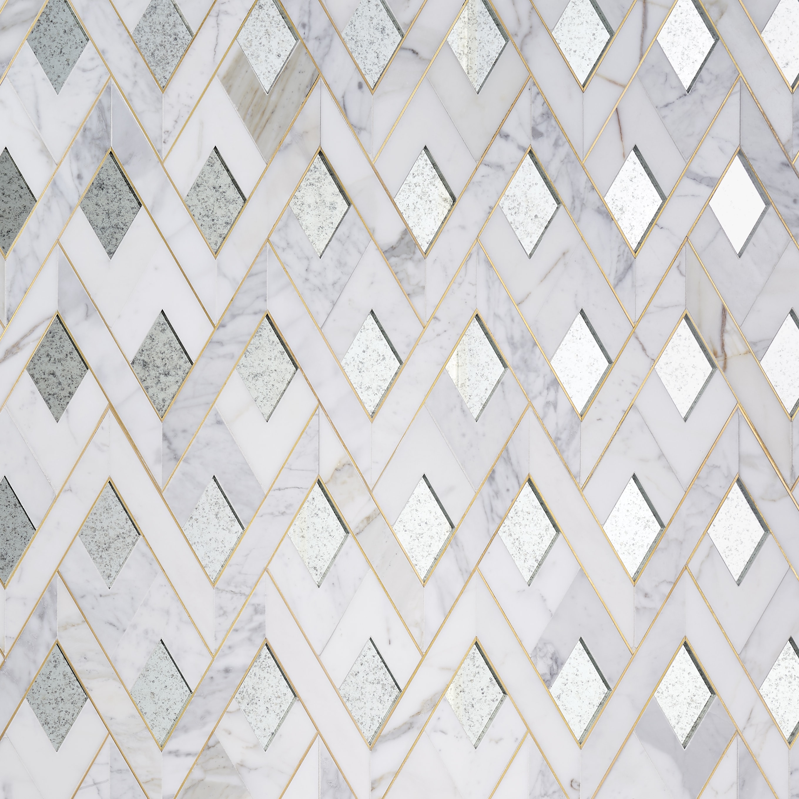 Artmore Tile EXT3RD108951 Epsilon Mirror Silver 12-in x 16-in Polished Natural stone Marble look Mosaic Floor and Wall Tile ( 1.31 Piece )