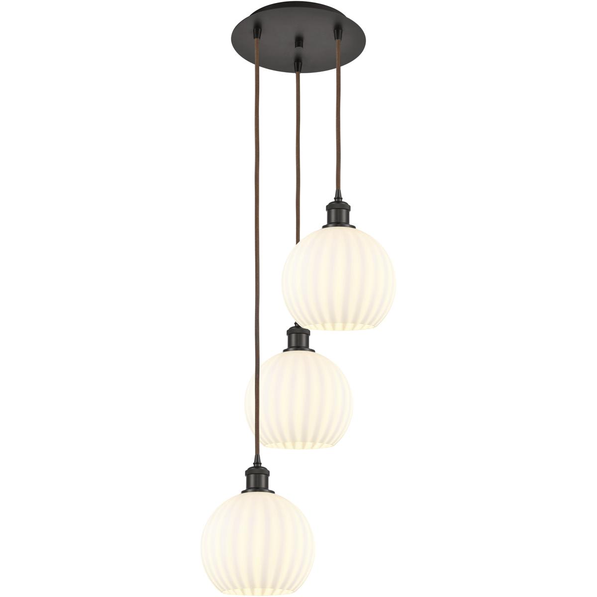 Innovations Lighting -  113B-3P-OB-G1217-8WV Ballston White Venetian Pendant Oil Rubbed Bronze