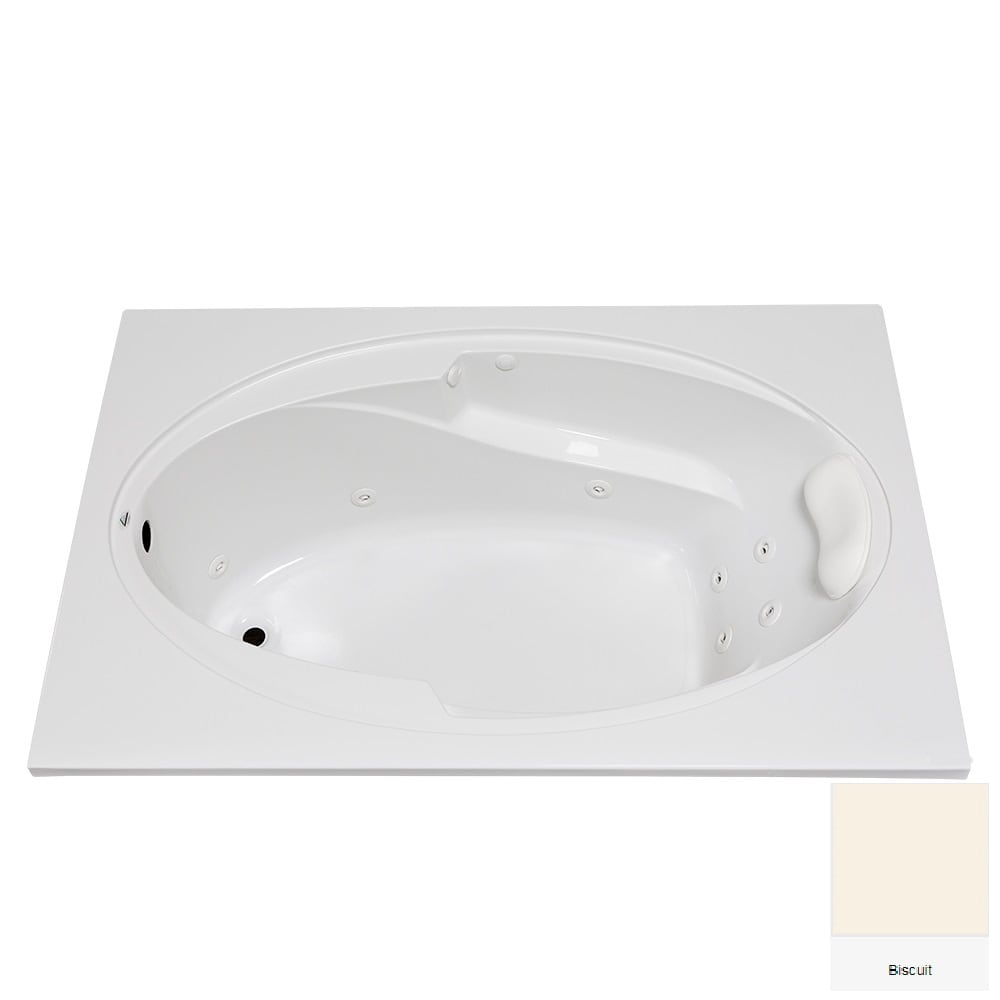 Galaxy 42-in x 66-in Biscuit Acrylic Oval Drop-In Whirlpool Tub (Reversible Drain) in White | - Laurel Mountain 6642GW528