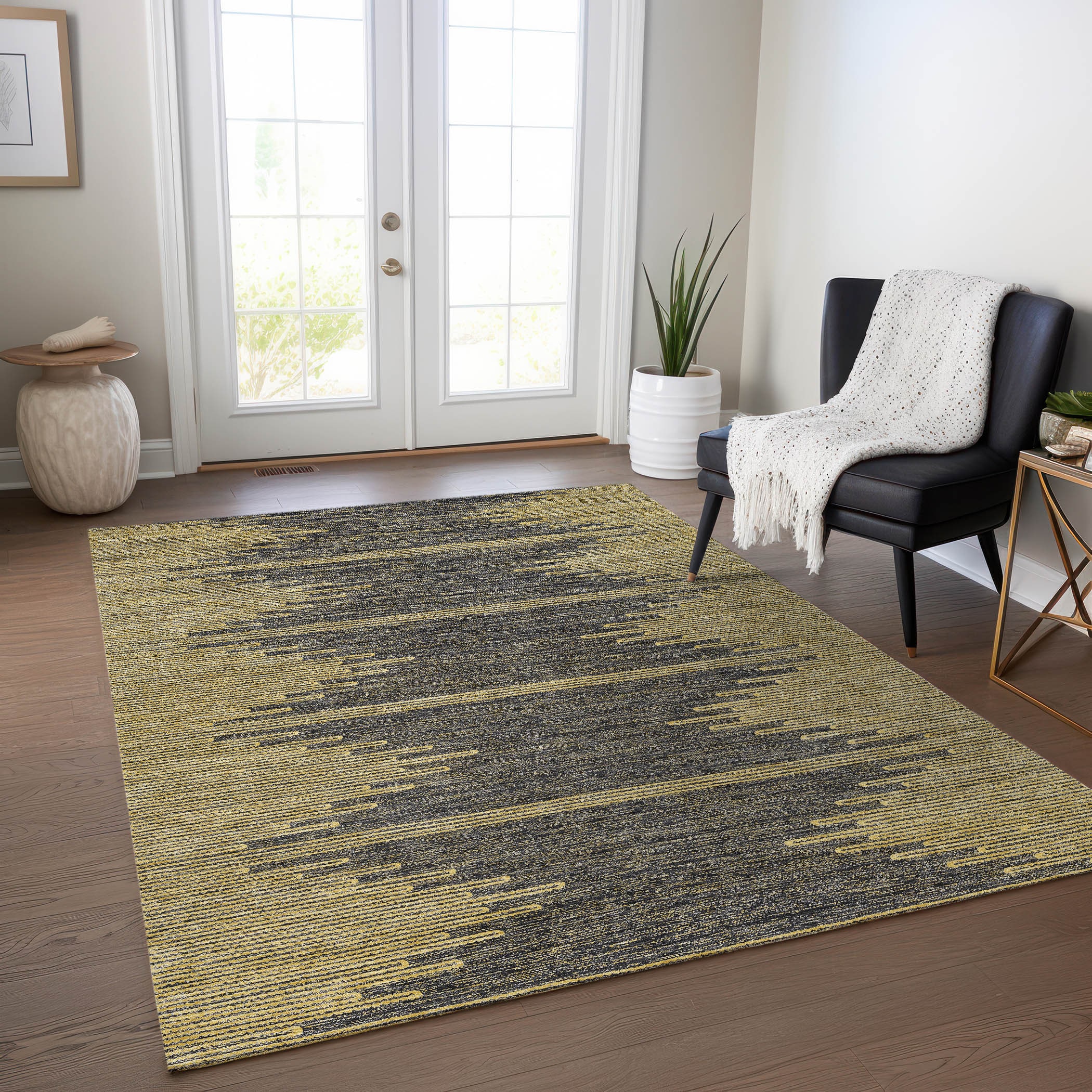 Addison Rugs ACN647GR3X5 Chantille ACN647GR 3 x 5 (ft) Polyester Graphite Rectangular Indoor/Outdoor Abstract Machine washable Area rug