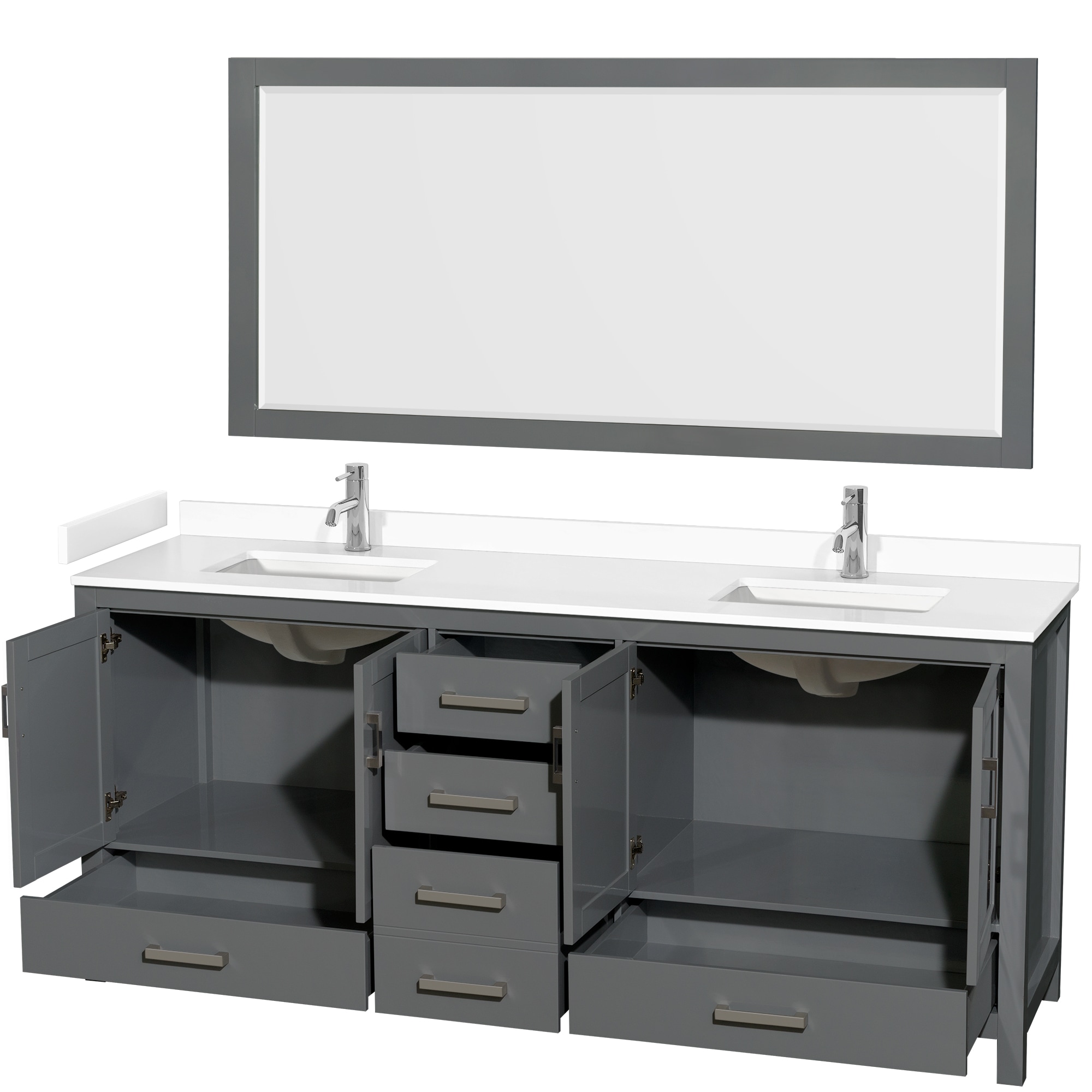 Wyndham Collection WCS141480DKGWCUNSM70 Bath-Vanity-Combo - View #2