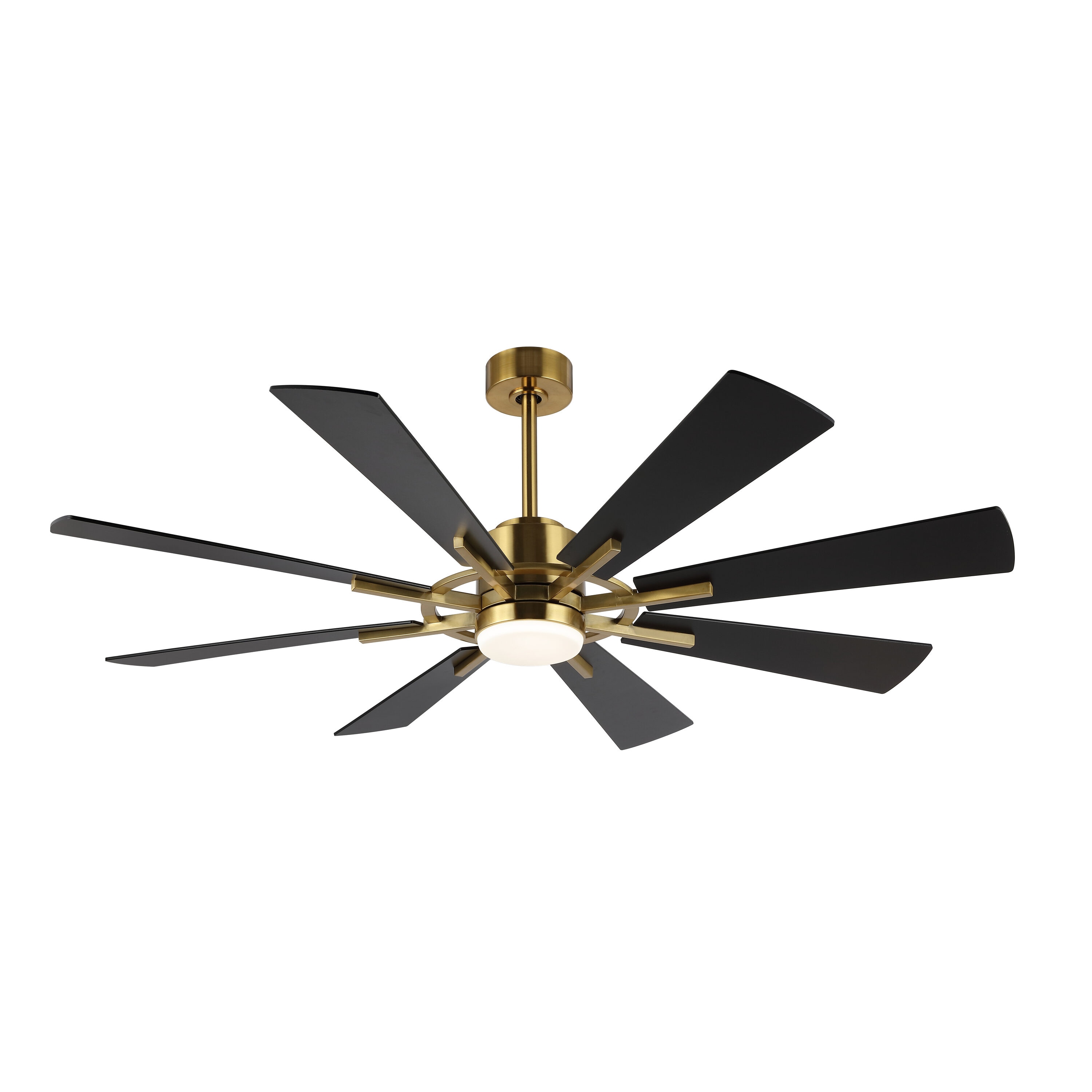 MLIAN WBCF-BS221-BK 80-in Integrated LED Black with Black Blades Ceiling Fan With Light - Remote Included ( 8 -Blade )