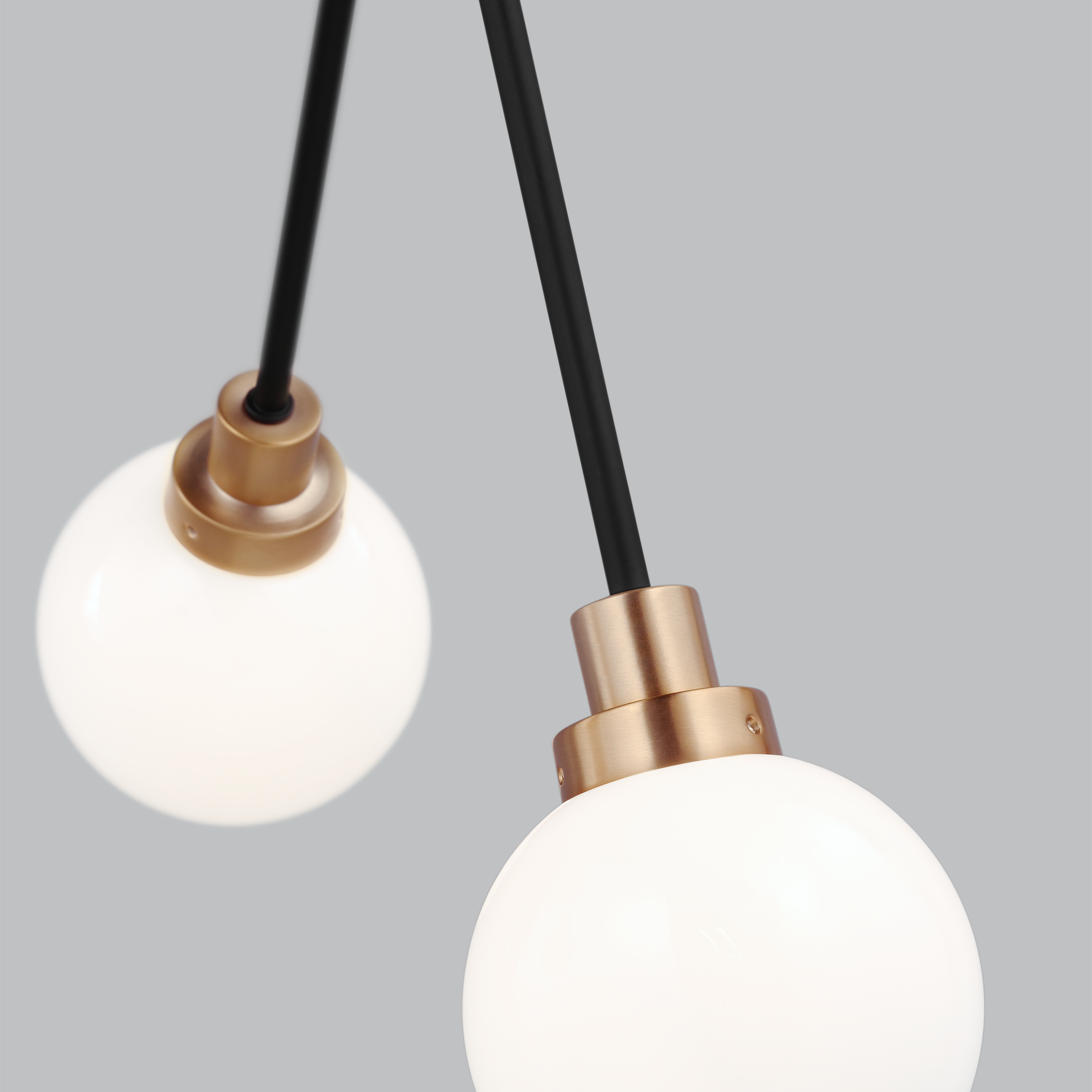 Andrea 5-Light Black and Brass Sputnik Chandelier with Frosted Glass Shades