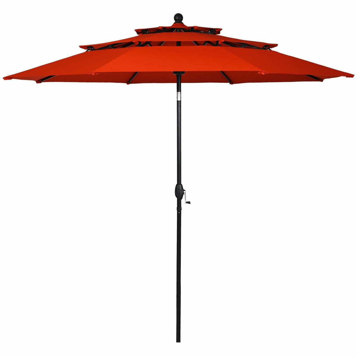 Forclover HYFAS11OR 10-ft Aluminum Orange Push-button Tilt Market Patio Umbrella