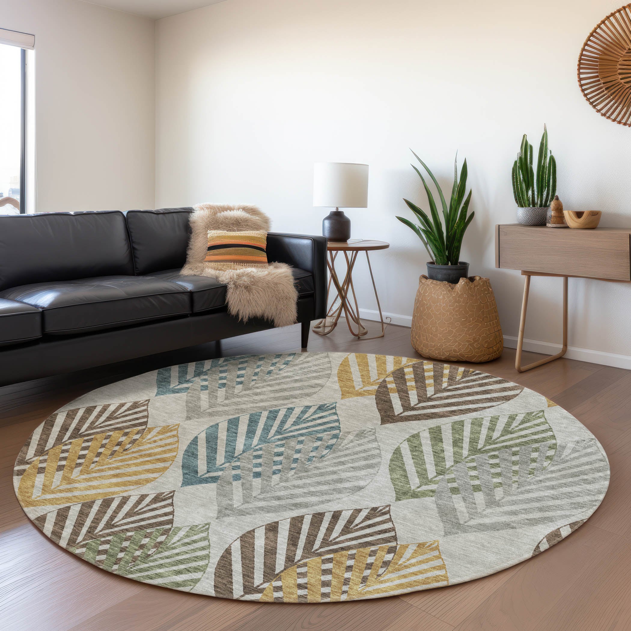 Addison Rugs ACN744GY8RO Chantille ACN744GY 8 x 8 (ft) Polyester Gray Round Indoor/Outdoor Geometric Machine washable Area rug